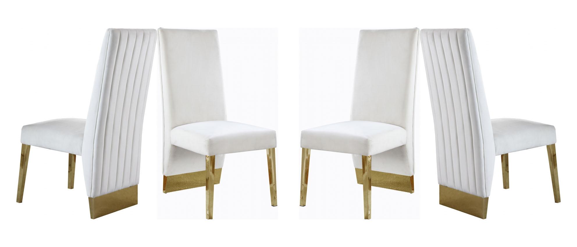 

    
Glam Cream Velvet Dining Chair Set 4Pcs 755Cream-C PORSHA Meridian Modern
