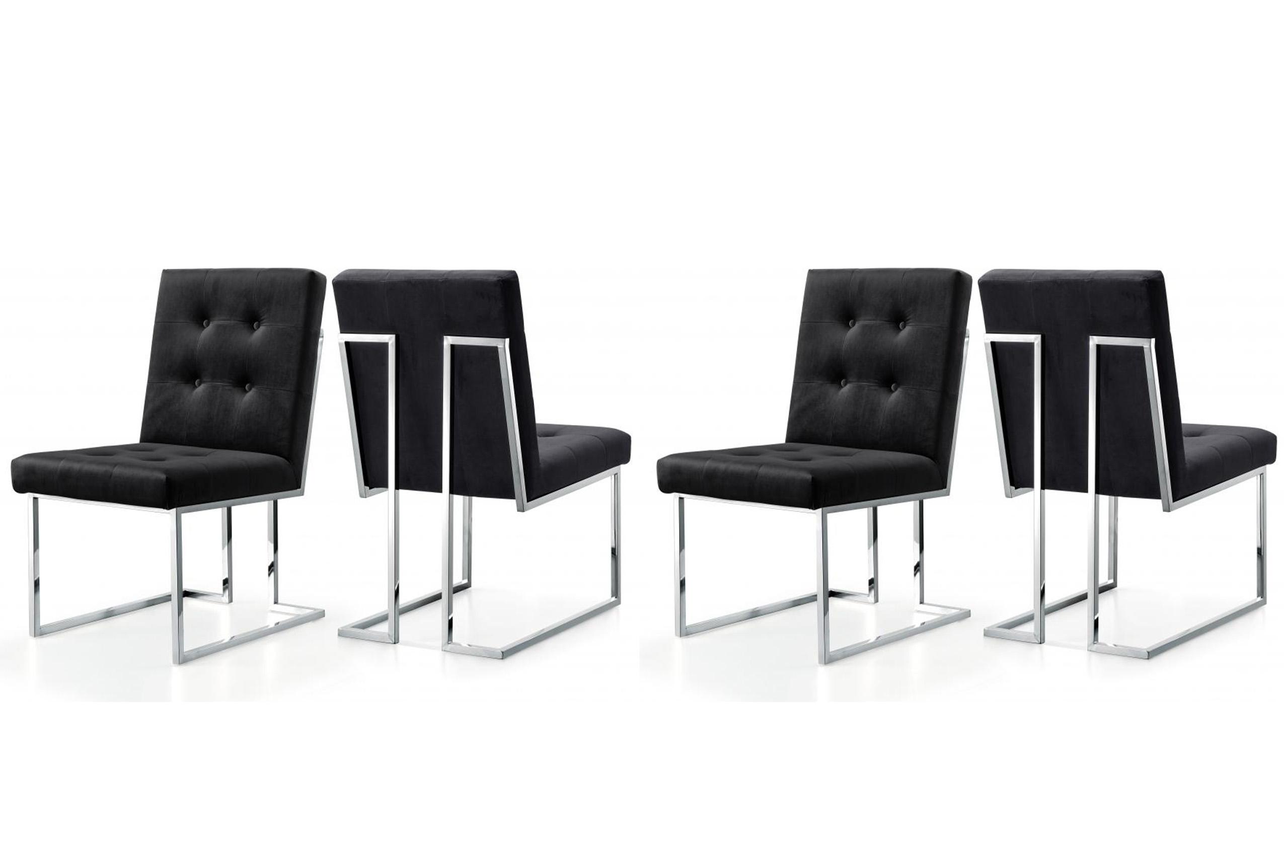 

    
Black Velvet & Chrome Dining Chair Set 4Pcs Alexis 731Black-C Meridian Modern
