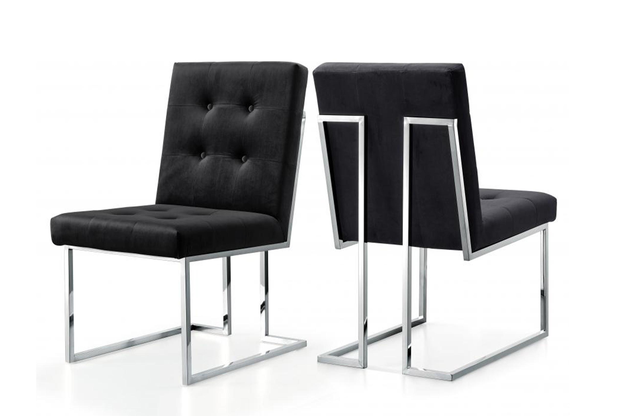 

    
Black Velvet & Chrome Dining Chair Set 4Pcs Alexis 731Black-C Meridian Modern
