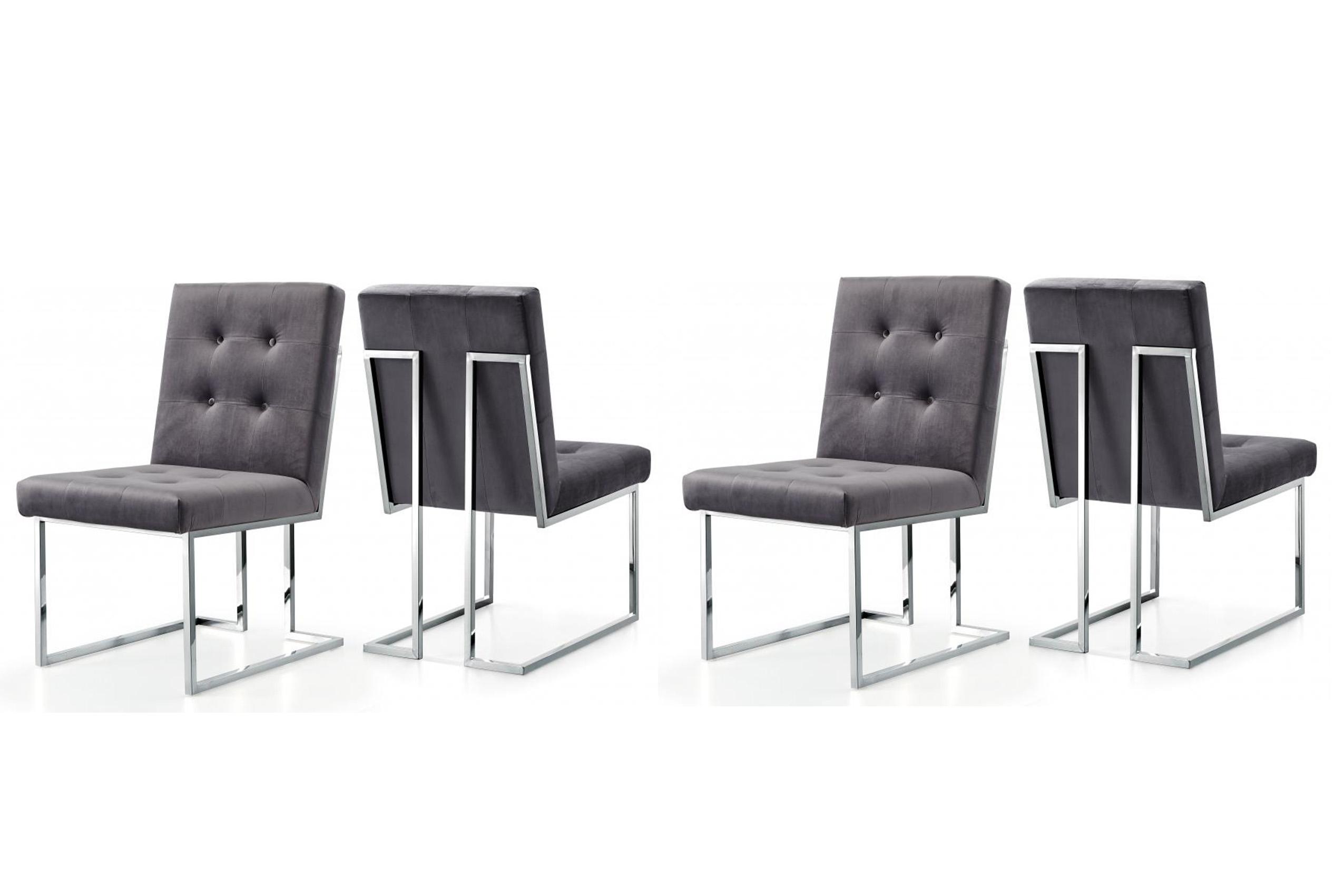 

    
Gray Velvet & Chrome Dining Chair Set 4Pcs Alexis 731Grey-C Meridian Modern
