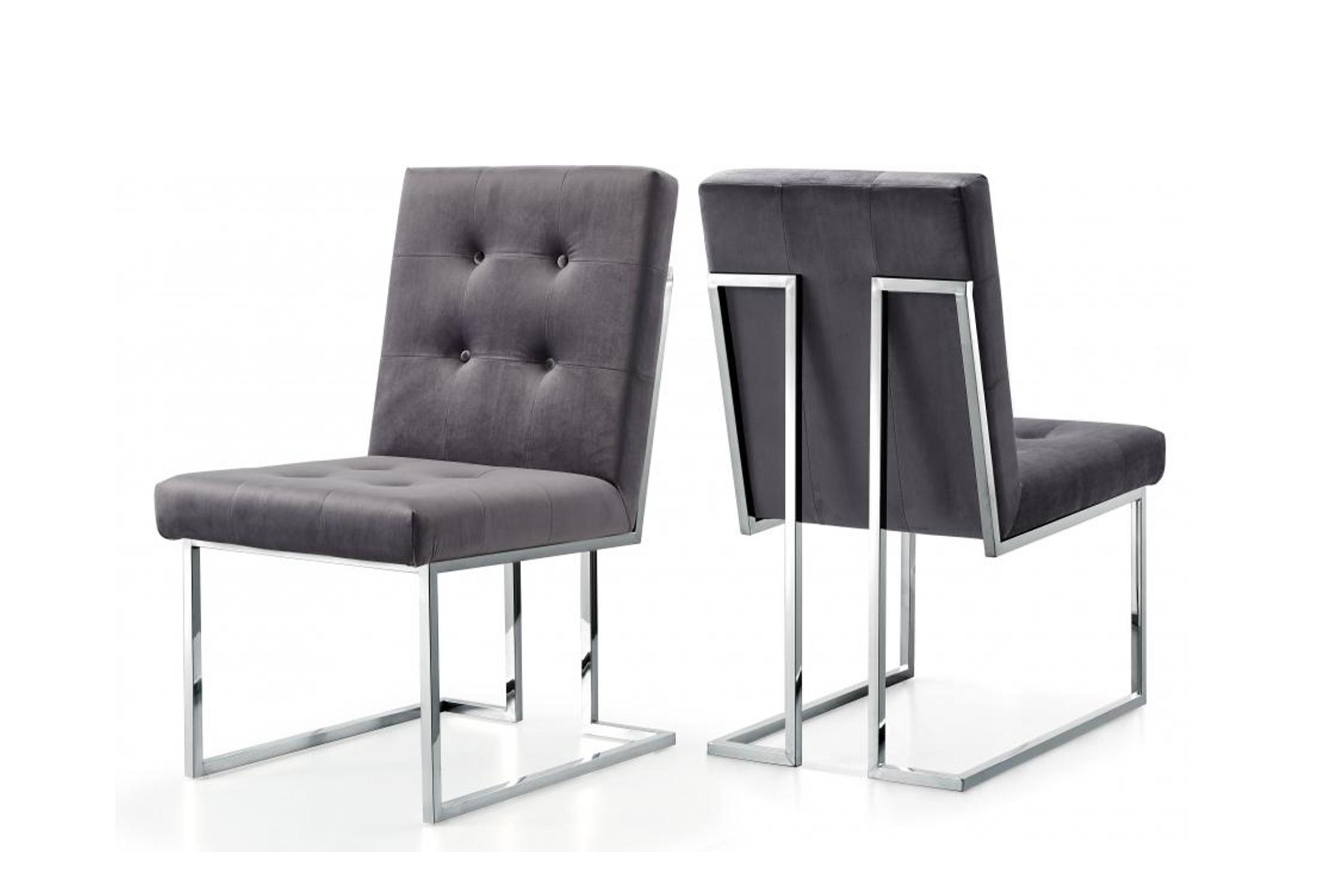 

    
Gray Velvet & Chrome Dining Chair Set 4Pcs Alexis 731Grey-C Meridian Modern
