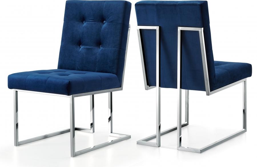 

    
Navy Velvet & Chrome Dining Chair Set 4Pcs Alexis 731Navy-C Meridian Modern
