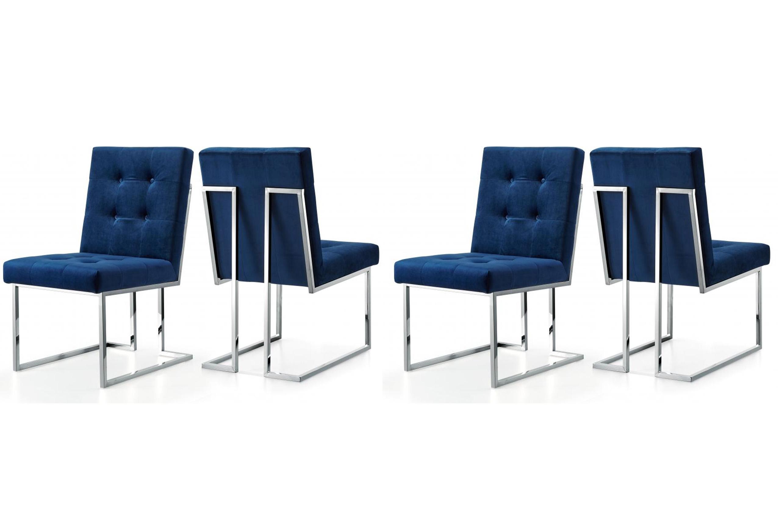 

    
Navy Velvet & Chrome Dining Chair Set 4Pcs Alexis 731Navy-C Meridian Modern
