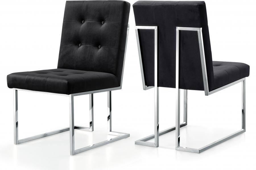 

    
Black Velvet & Chrome Dining Chair Set 2Pcs Alexis 731Black-C Meridian Modern
