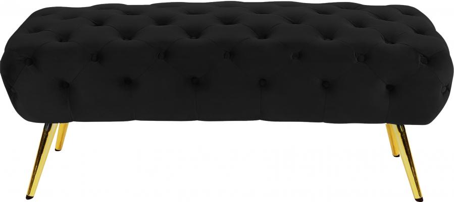 

    
Black Velvet Tufted Bench Amara 138Blacky Meridian Contemporary Modern
