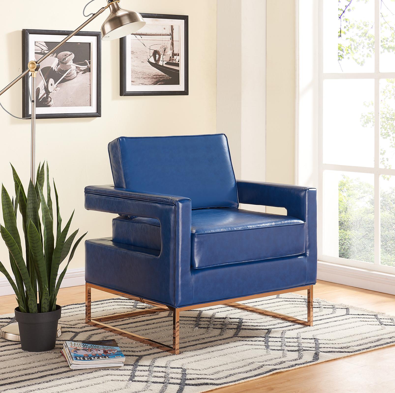 

    
Navy Faux Leather Accent Chair Amelia 512Navy Meridian Contemporary
