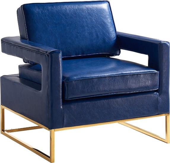 Contemporary Accent Chair Amelia 512Navy 512Navy in Navy Faux Leather