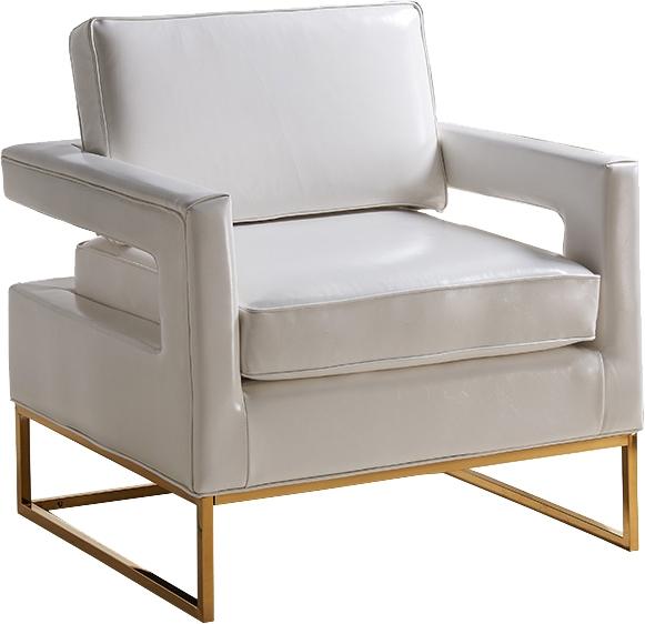 Contemporary Accent Chair Amelia 512White 512White in White Faux Leather