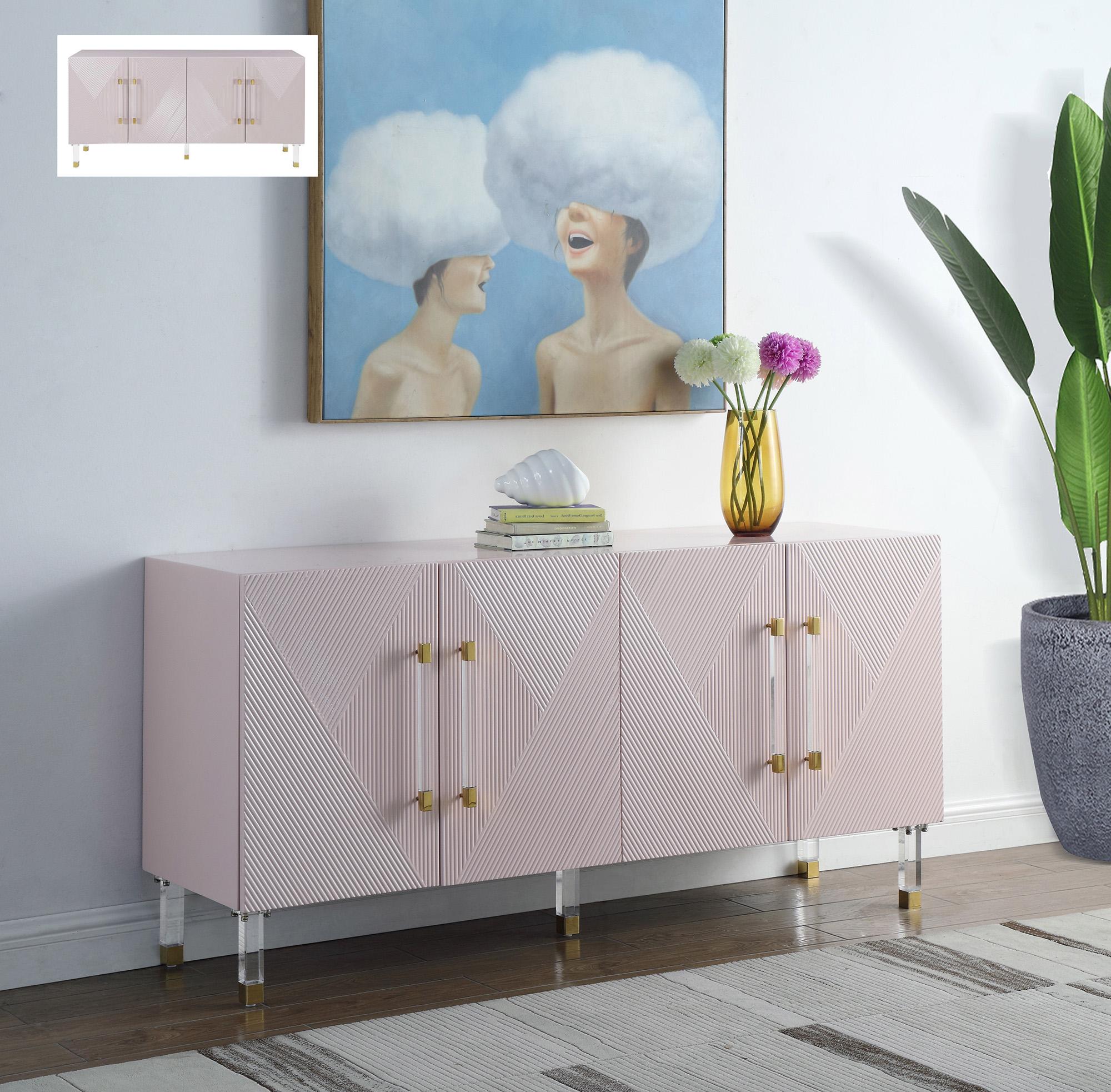 

    
Pink Lacquer Sideboard/Buffet ANASTASIA 319 Meridian Contemporary Modern
