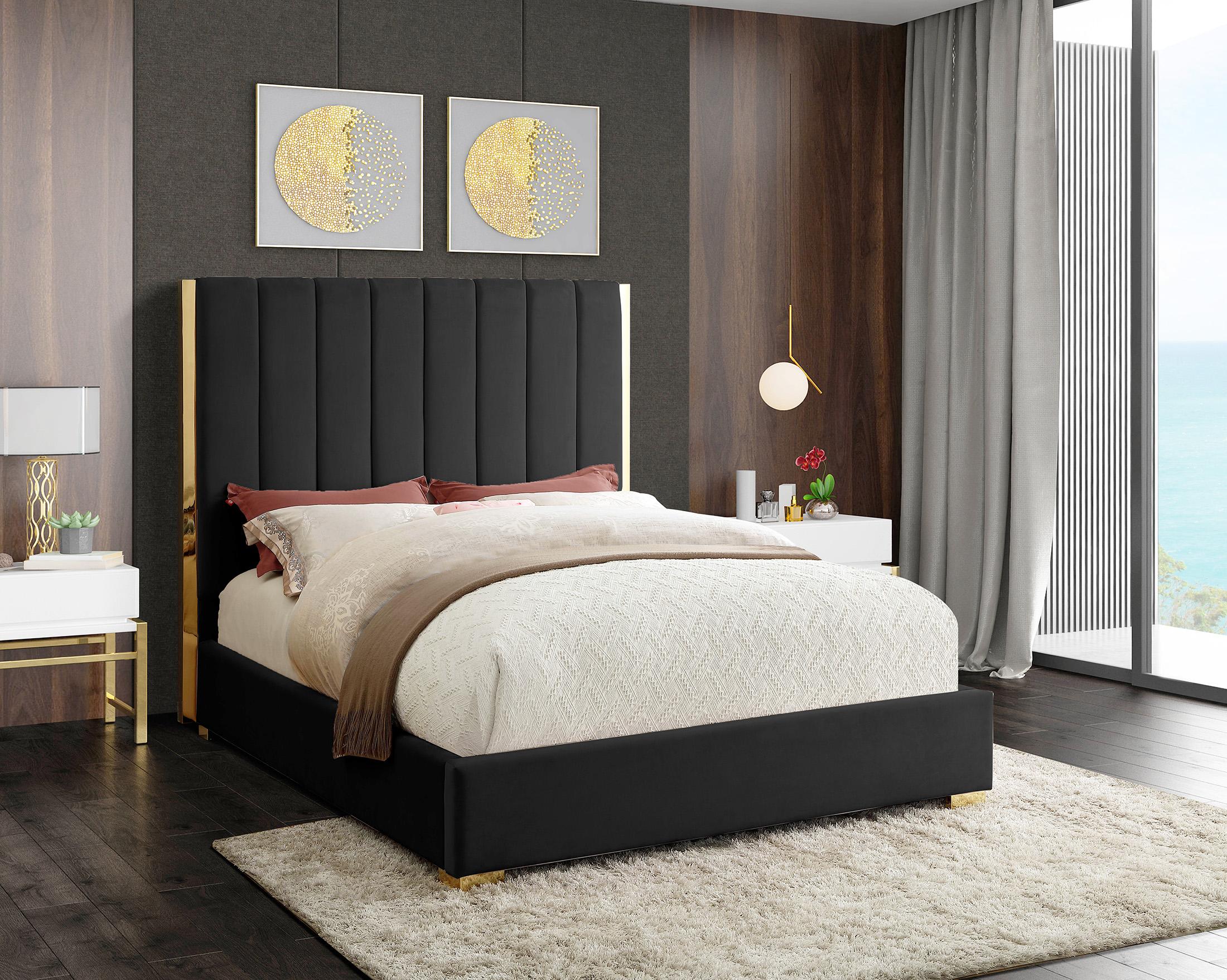 

    
Black Velvet Channel Tufting Queen Bed BECCA Meridian Modern Contemporary
