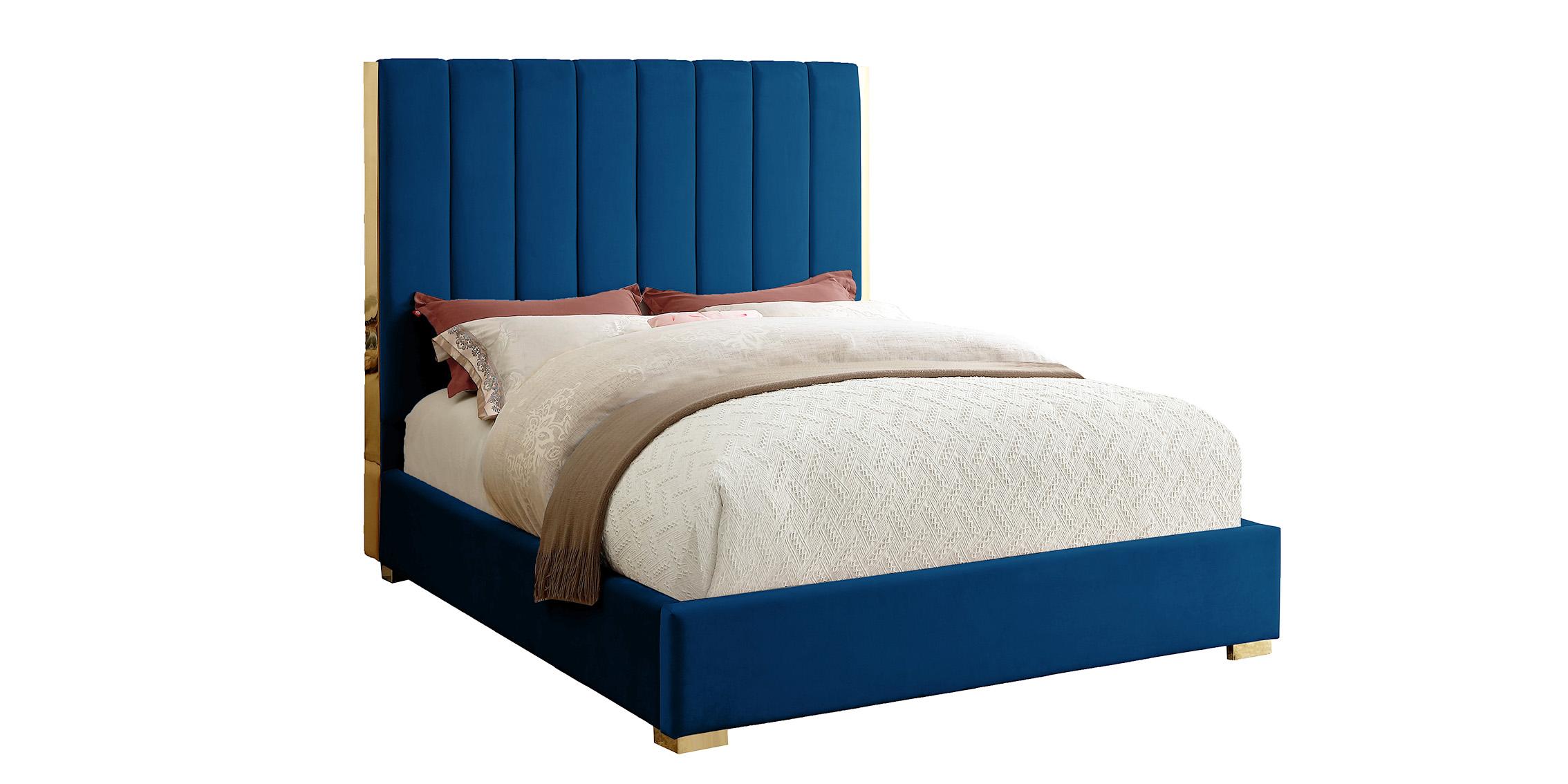 

    
Navy Velvet Channel Tufting Queen Bed BECCA Meridian Modern Contemporary
