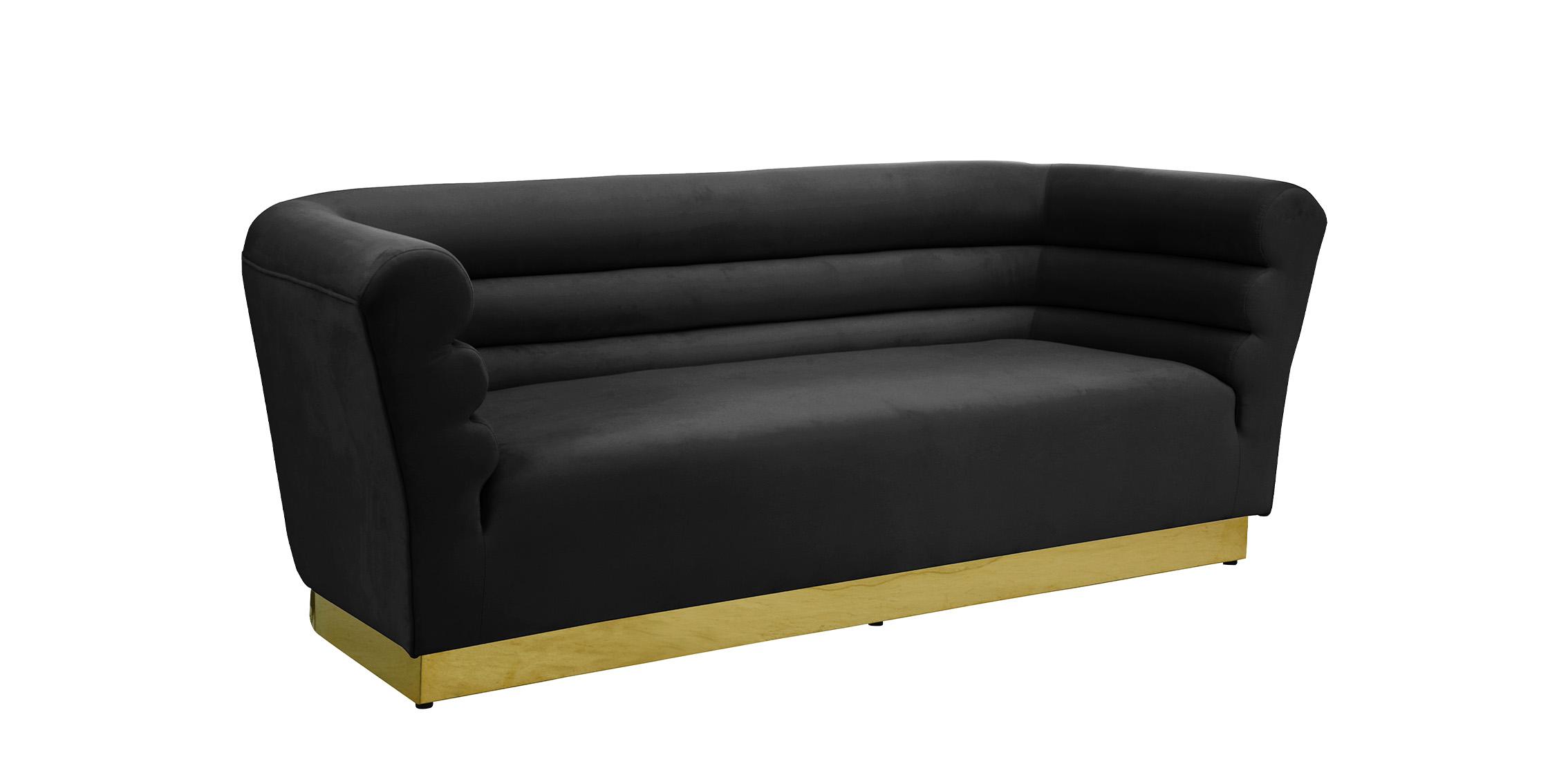 

    
Black Velvet Channel Tufting Sofa Set 3P BELLINI 669Black Meridian Contemporary
