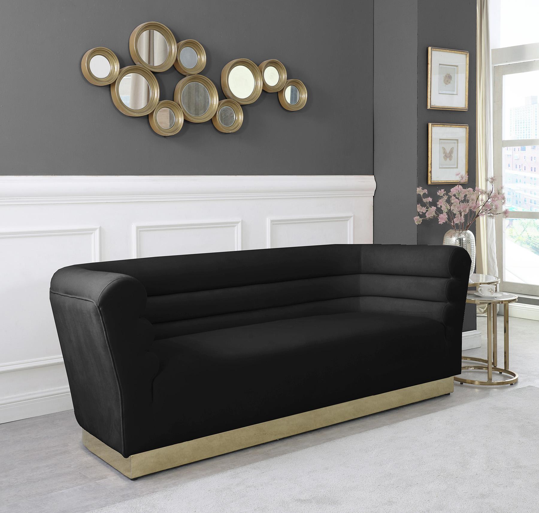 

    
 Order  Black Velvet Channel Tufting Sofa Set 3P BELLINI 669Black Meridian Contemporary
