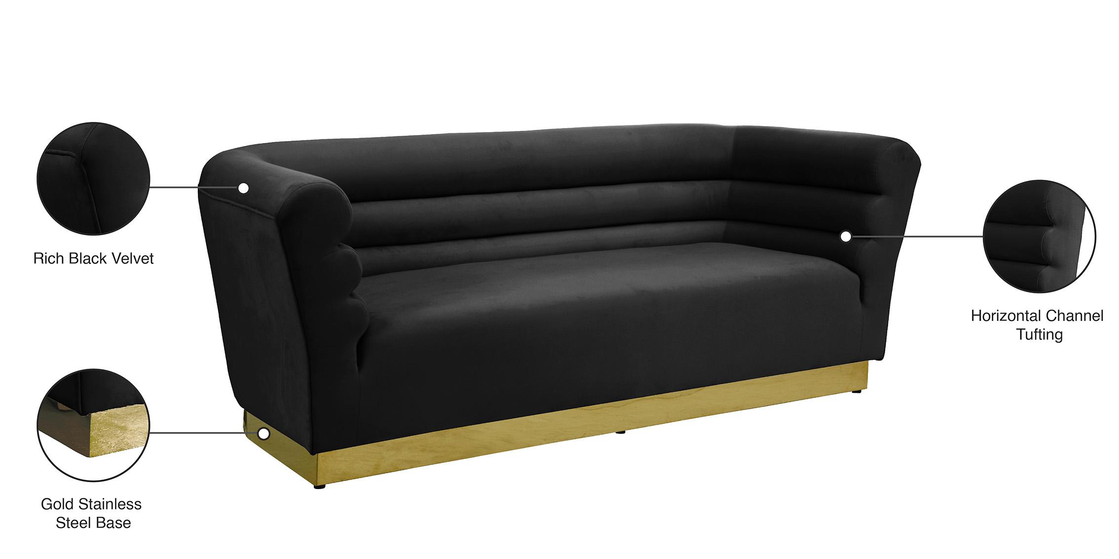 

    
 Order  Black Velvet Channel Tufting Sofa Set 2P BELLINI 669Black Meridian Contemporary

