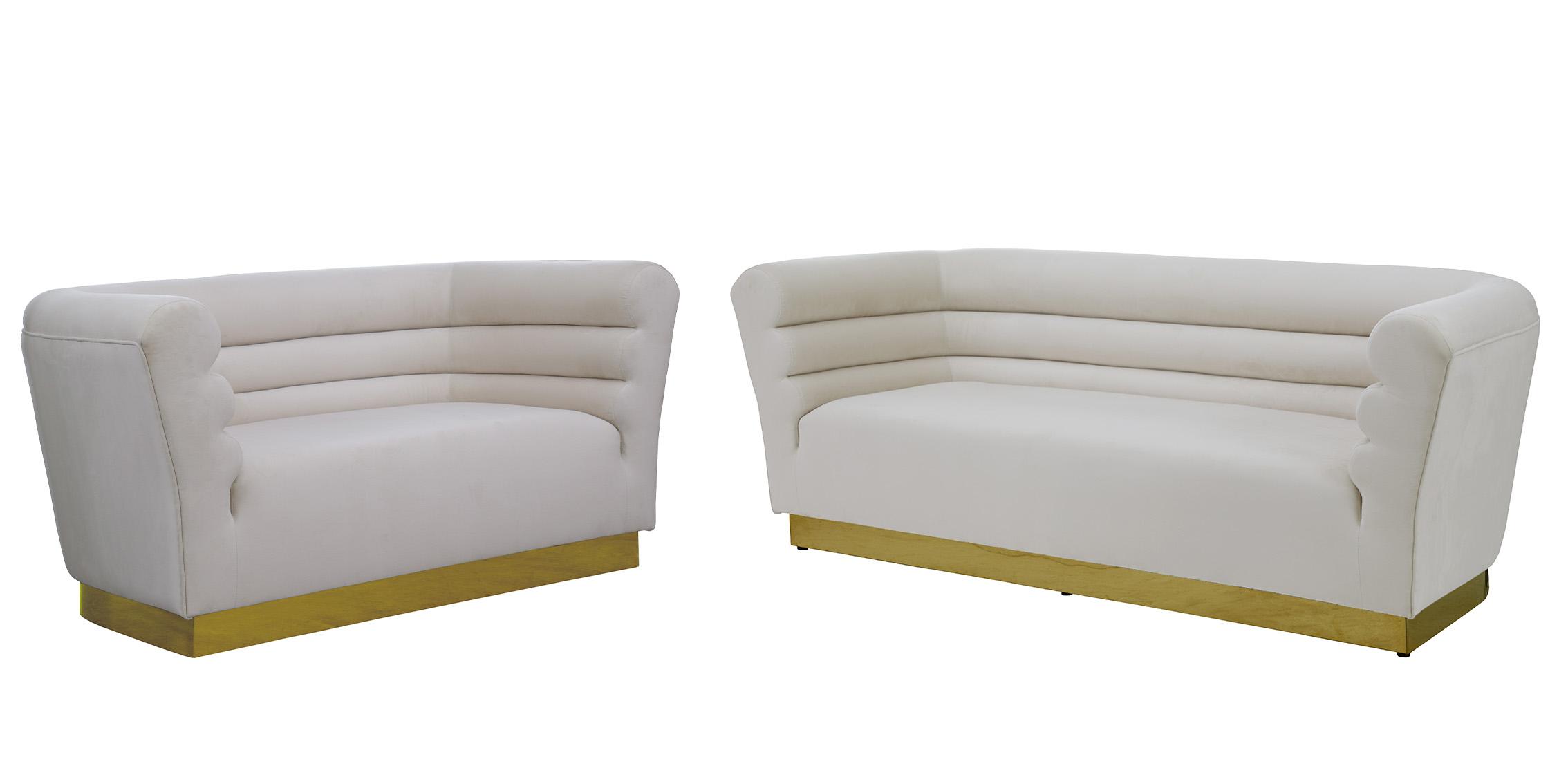 

    
Cream Velvet Channel Tufting Sofa Set 2P BELLINI 669Cream Meridian Contemporary
