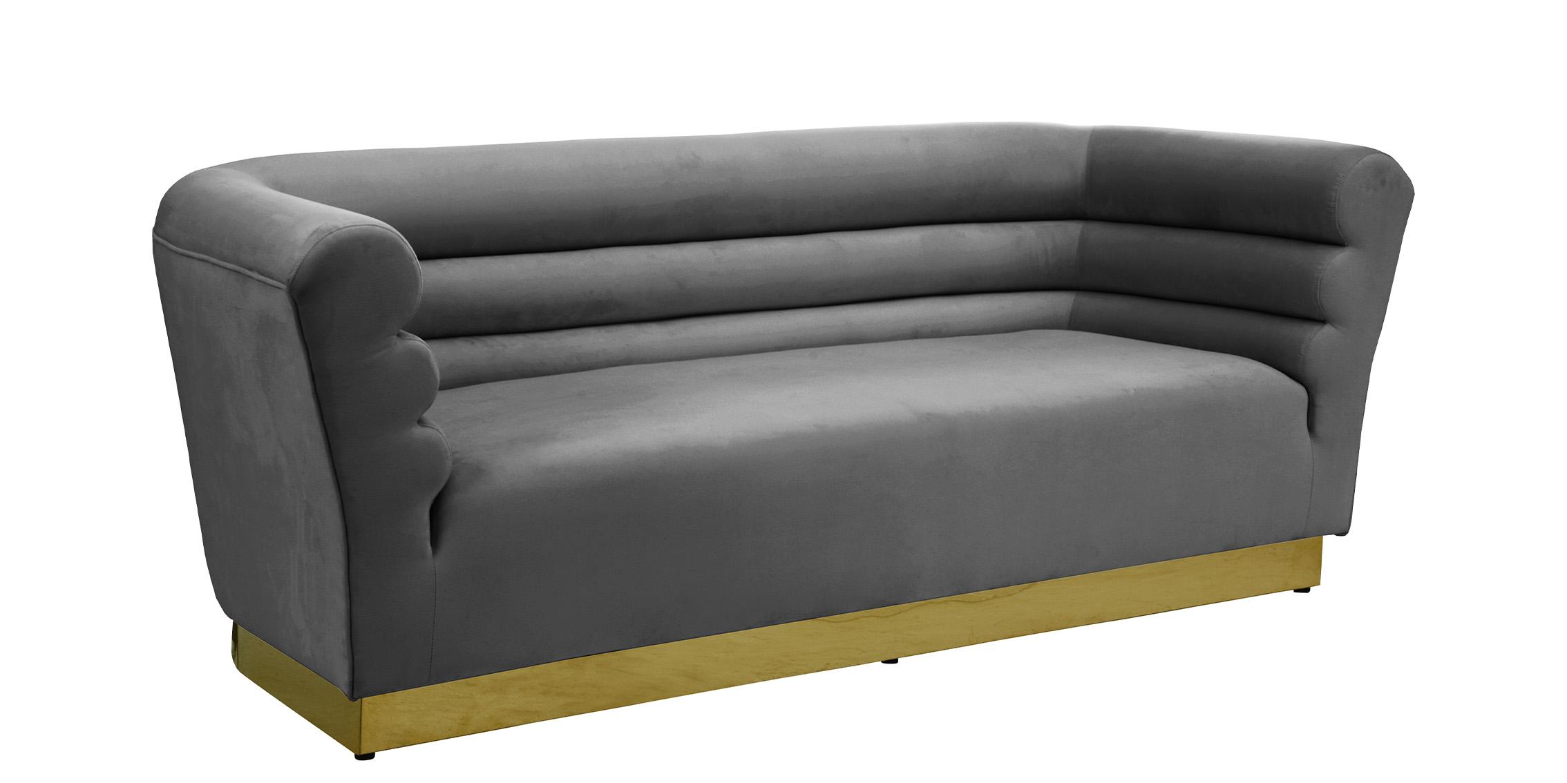 

    
Grey Velvet Channel Tufting Sofa Set 3P BELLINI 669Grey Meridian Contemporary
