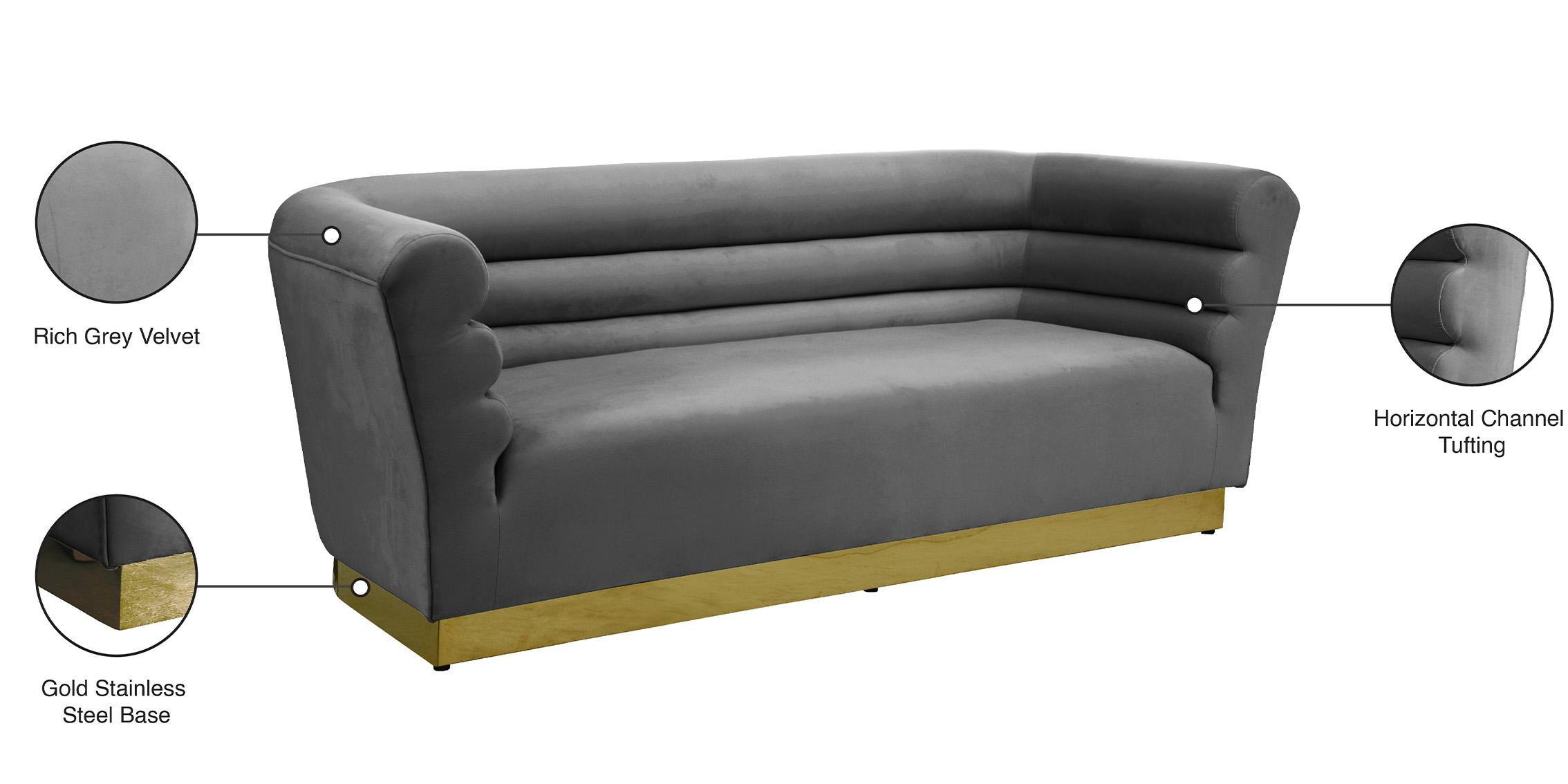 

    
 Shop  Grey Velvet Channel Tufting Sofa Set 2P BELLINI 669Grey Meridian Contemporary
