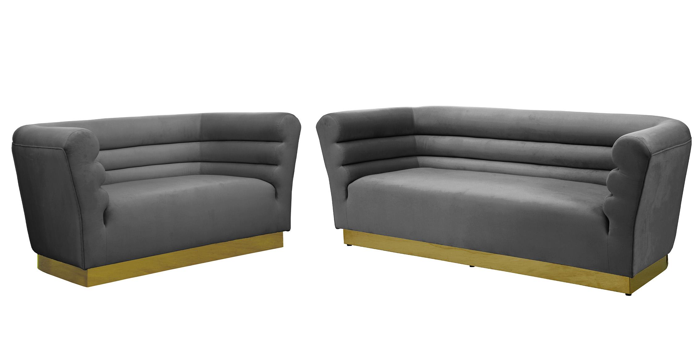 

    
Grey Velvet Channel Tufting Sofa Set 2P BELLINI 669Grey Meridian Contemporary
