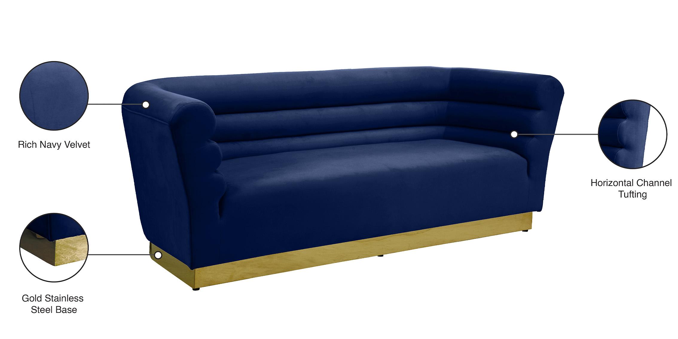 

        
Meridian Furniture BELLINI 669Navy Sofa Blue Velvet 704831405774
