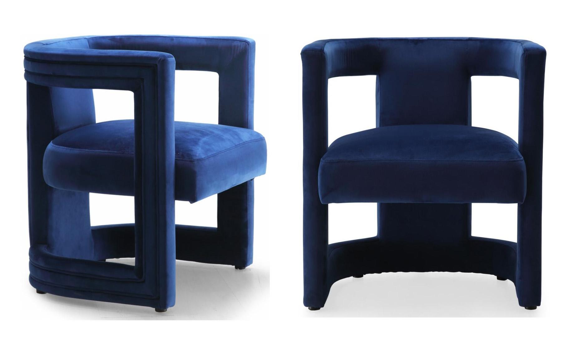 Contemporary, Modern Accent Chair Set Blair 530Navy-Set-2 530Navy-Set-2 in Navy blue Velvet