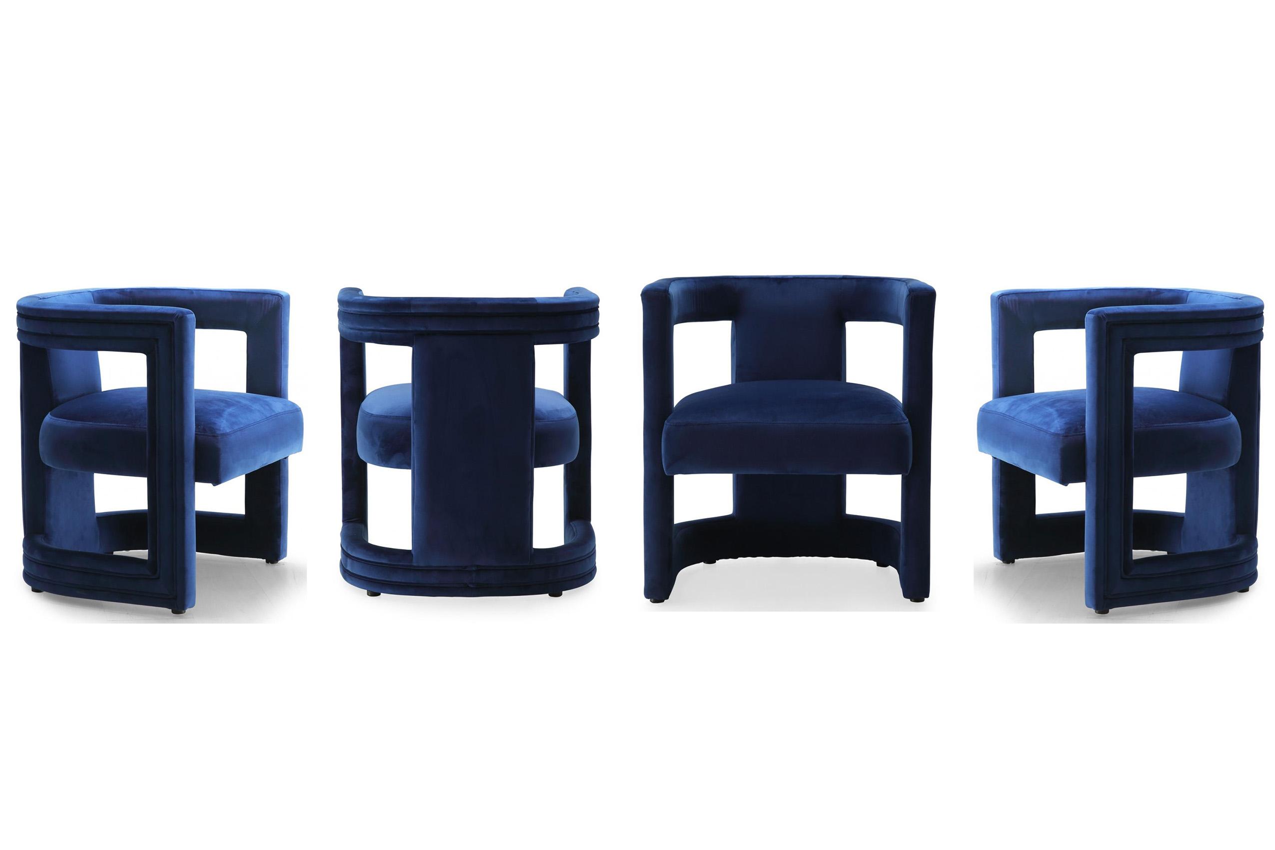 

    
Navy Velvet Accent Chair Set 4Pcs Blair 530Navy Meridian Contemporary Modern
