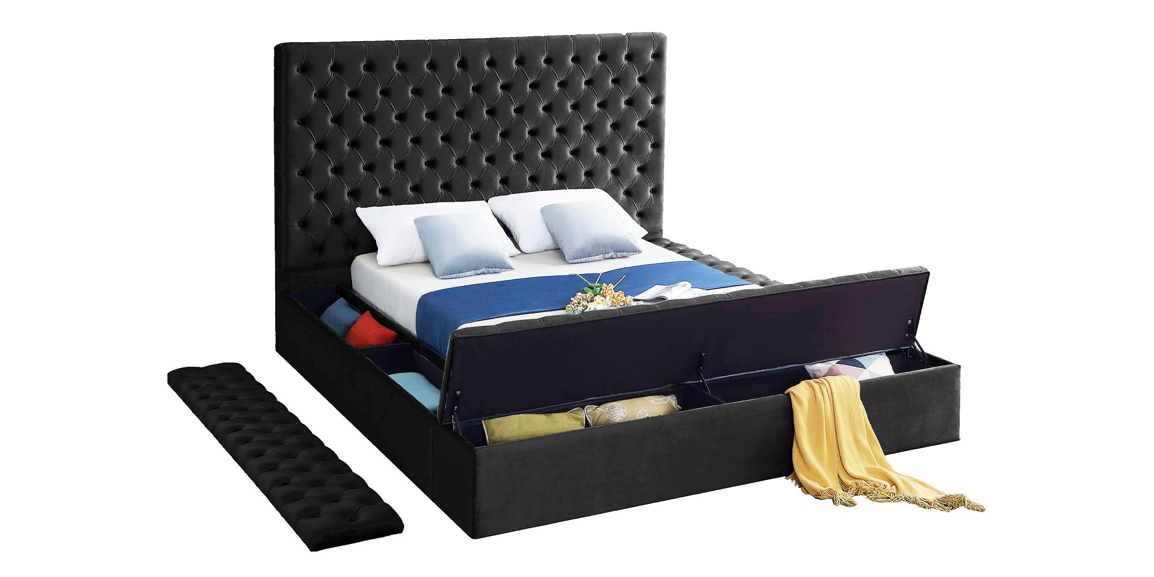 

    
BlissBlack-Q-Bed Black Velvet Tufted Storage Queen Bed BLISS Meridian Contemporary Modern
