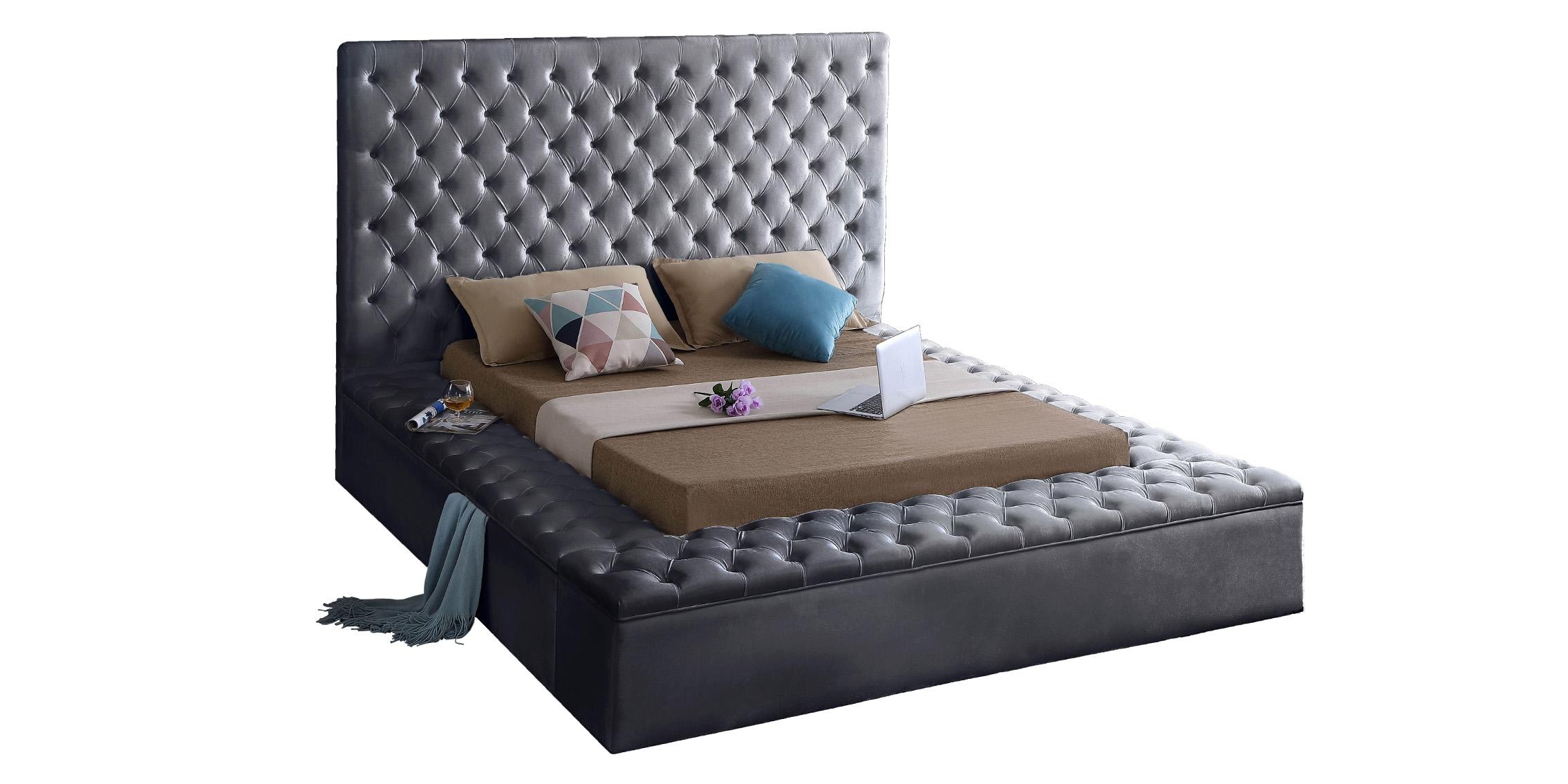 

    
Grey Velvet Tufted Storage King Bed BLISS Meridian Contemporary Modern
