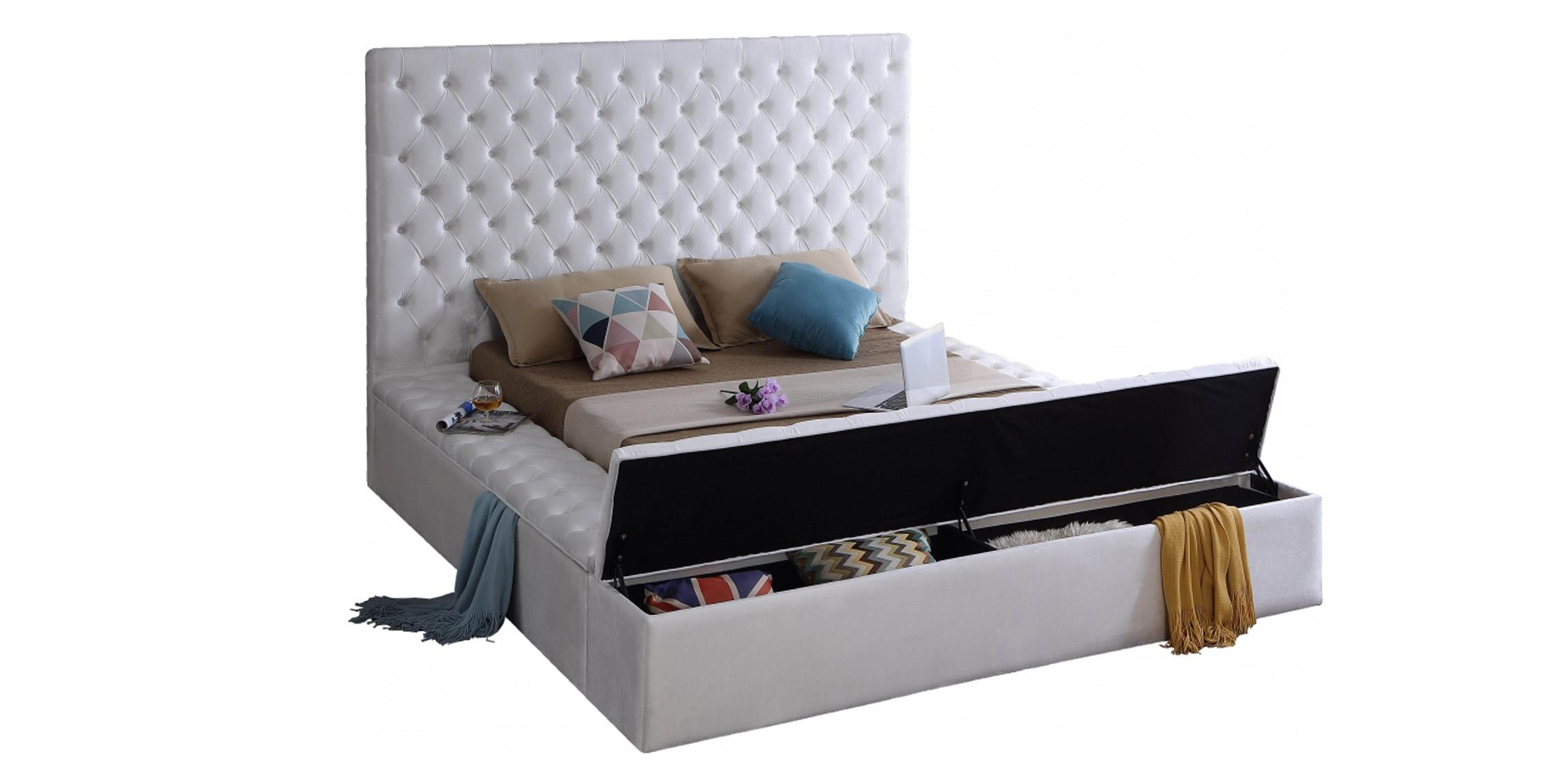 

    
BlissWhite-Q White Velvet Tufted Storage Queen Bed BLISS Meridian Contemporary Modern
