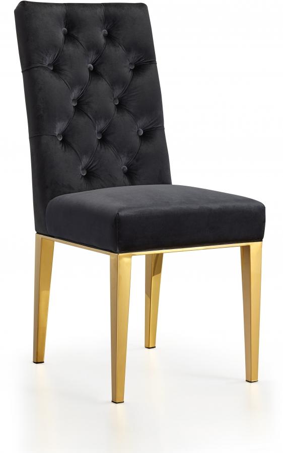 

    
Black Velvet & Gold Dining Chair Set 2Pcs Capri 716Black-C Meridian Modern
