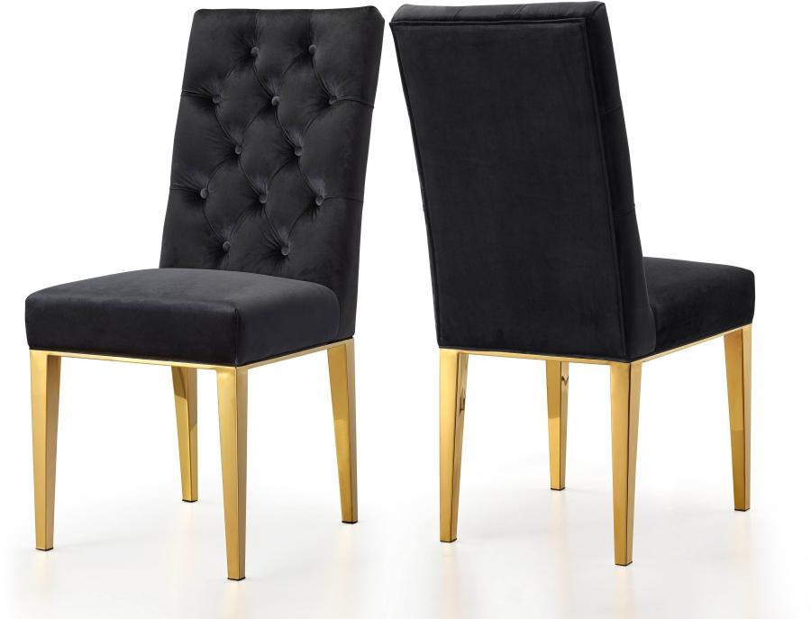 Contemporary, Modern Dining Chair Set Capri 716Black-C 716Black-C-Set-2 in Black Velvet