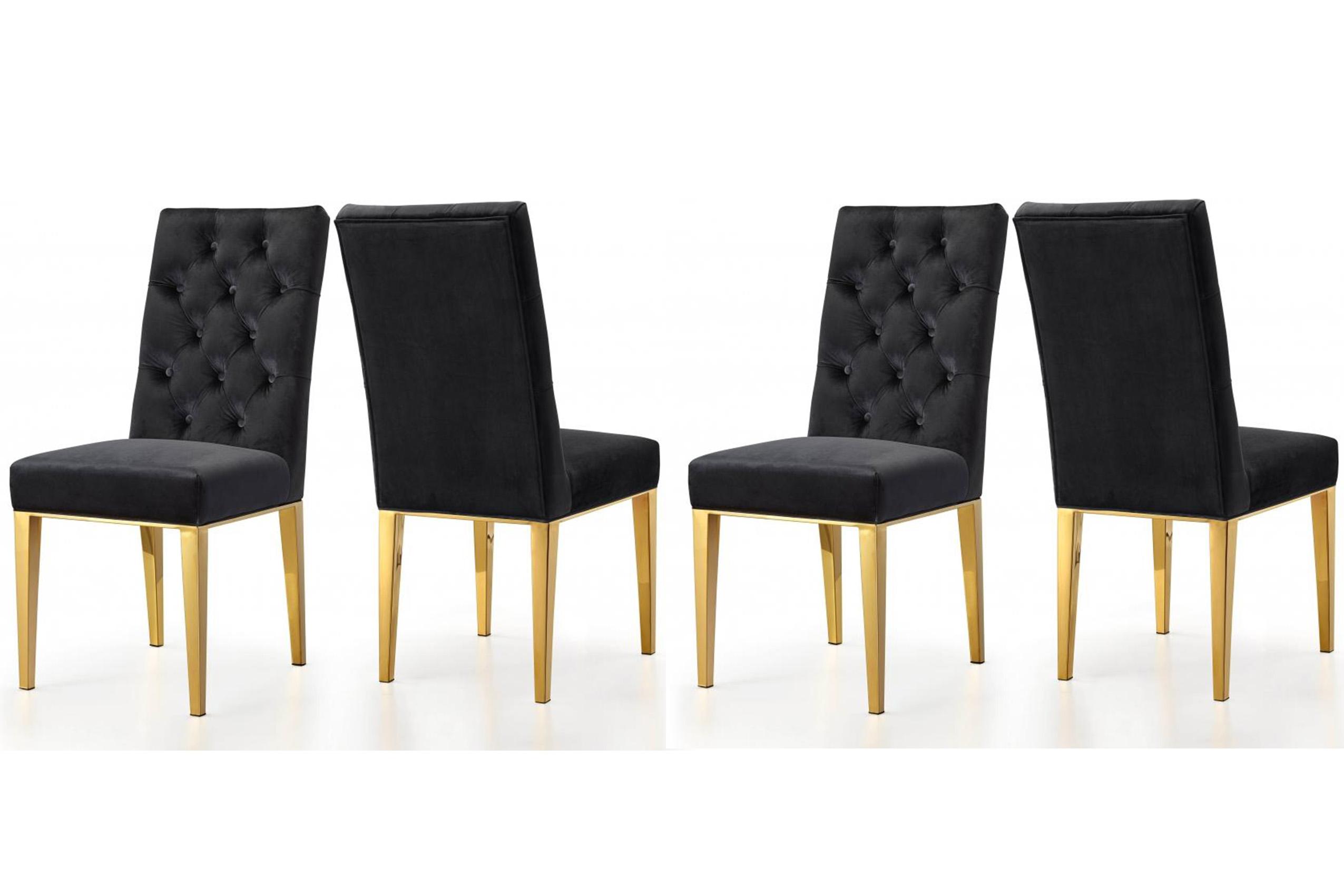 

    
Black Velvet Metal Legs Dining Chair Set 4Pcs Capri 716Black-C Meridian Modern
