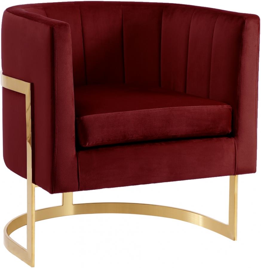 

    
Glam Burgundy Velvet Accent Chair Carter 515Burg Meridian Contemporary Modern

