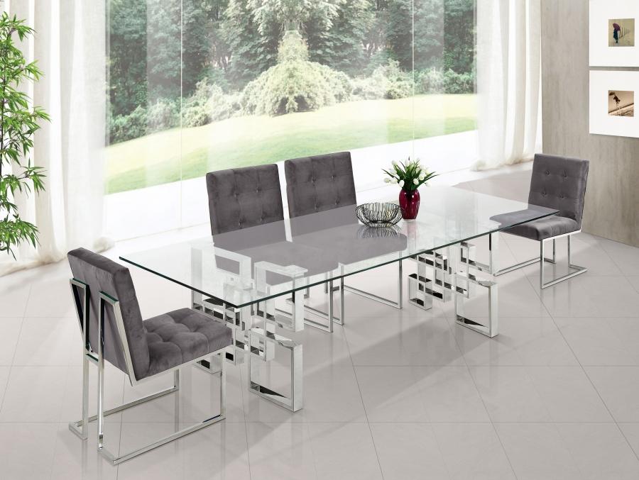 

    
Glam Glass Dining Table Set 5Pcs Alexis 731-T 731Grey-C Meridian Modern
