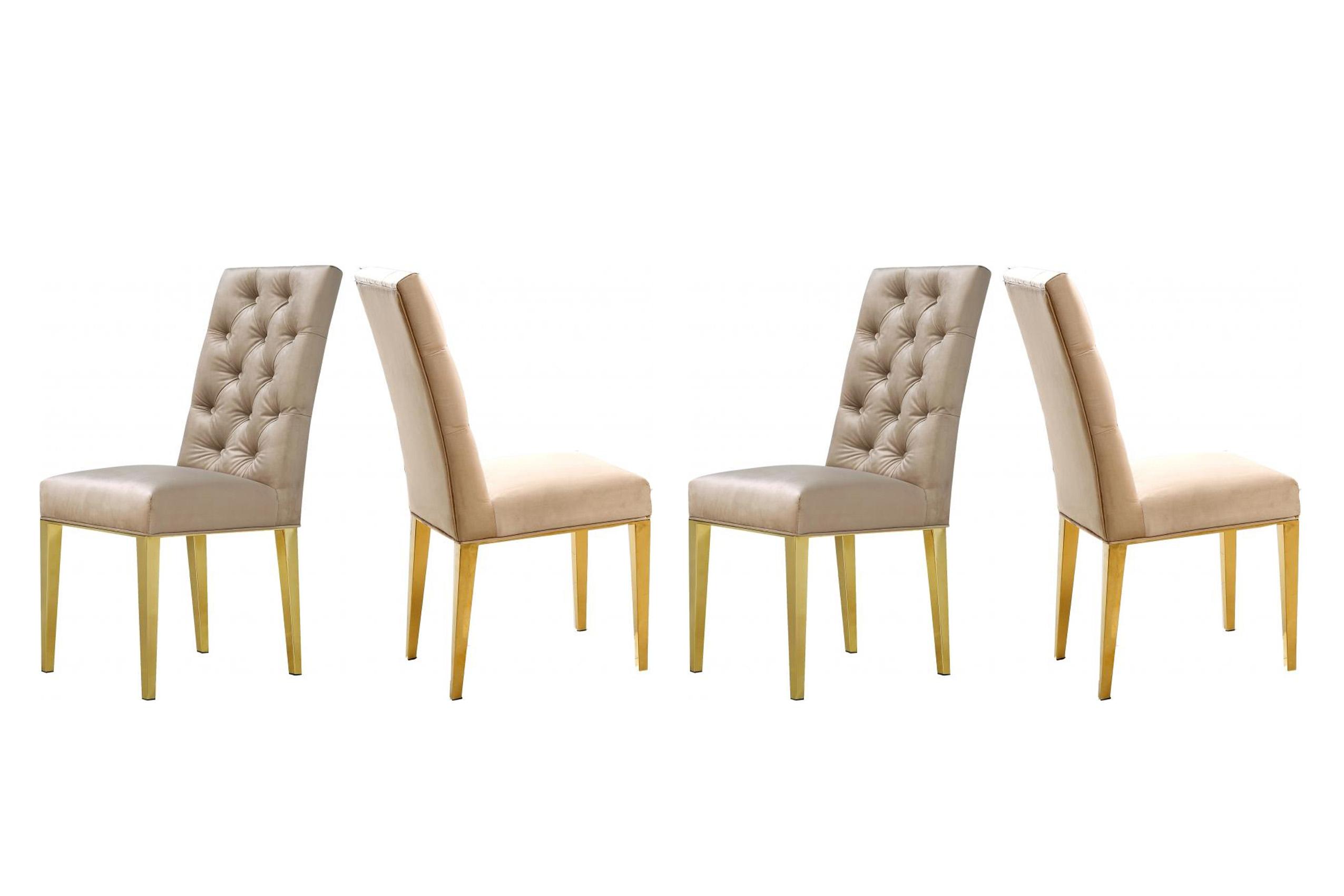 

    
Beige Velvet & Gold Steel Dining Chair Set 4Pcs Capri 716BE-C Meridian Modern
