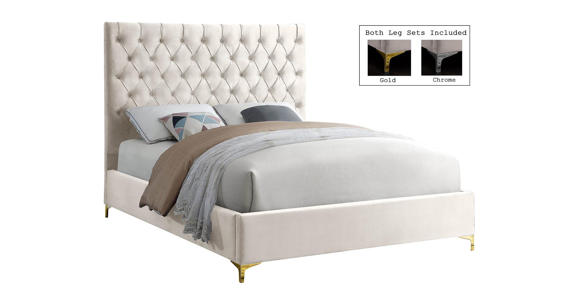 

    
Cream Velvet Deep Button Tufting Queen Bed CRUZ CruzCream-Q Meridian Modern
