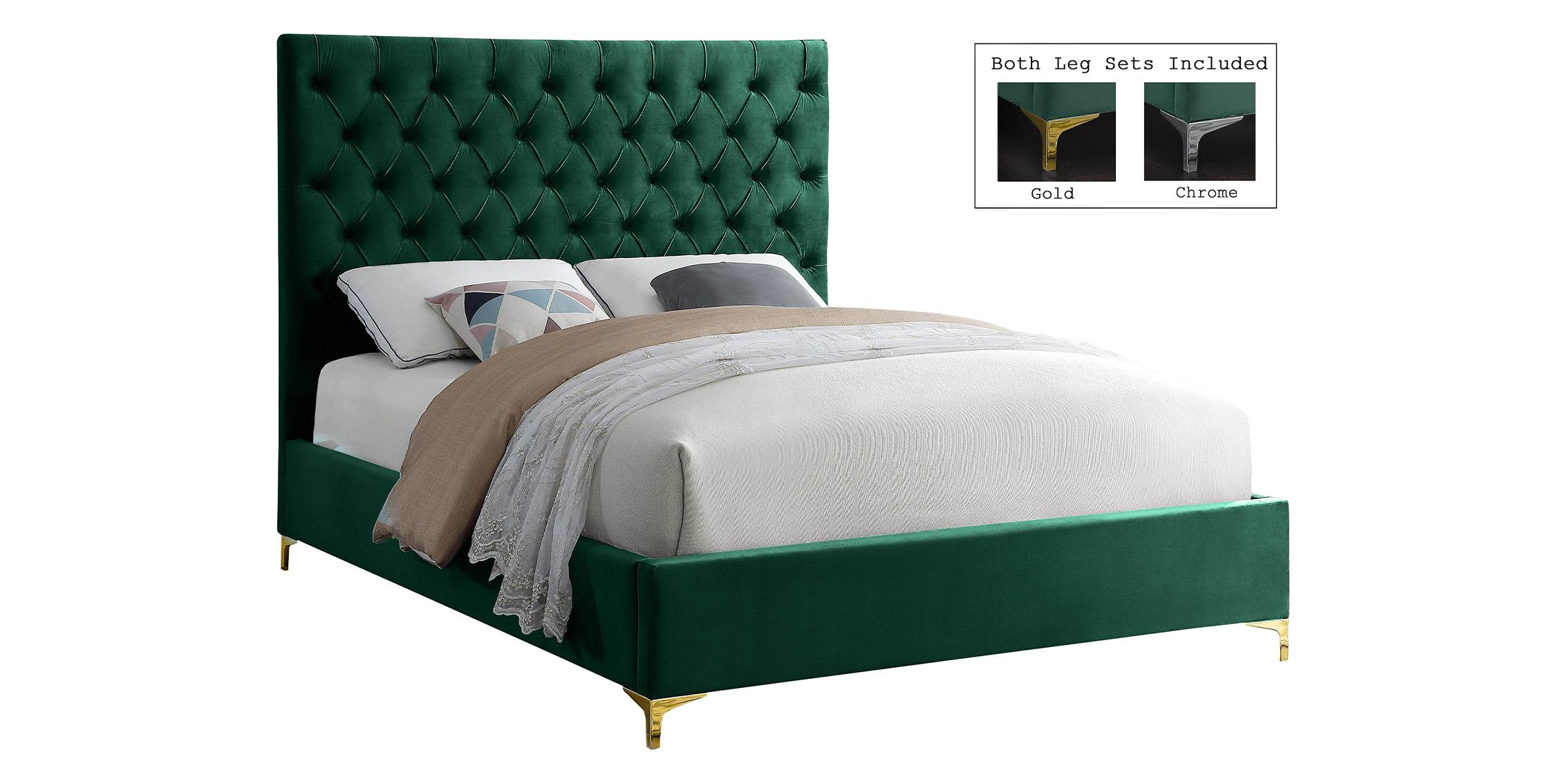 

    
Green Velvet Deep Button Tufting Queen Bed CRUZ CruzGreen-Q Meridian Modern
