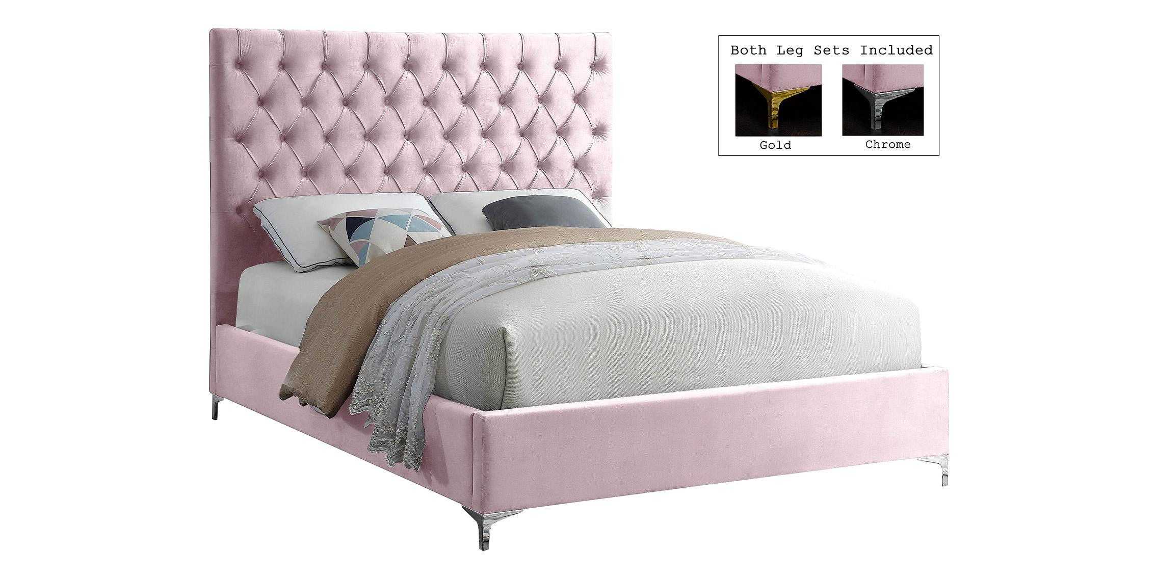

    
Pink Velvet Deep Button Tufting King Bed CRUZ CruzPink-K Meridian Modern
