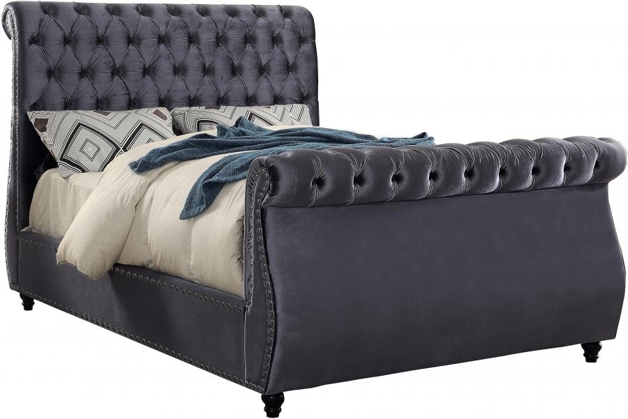 

    
Meridian Furniture Dakota Traditional Grey Velvet Queen Size Sleigh Bed
