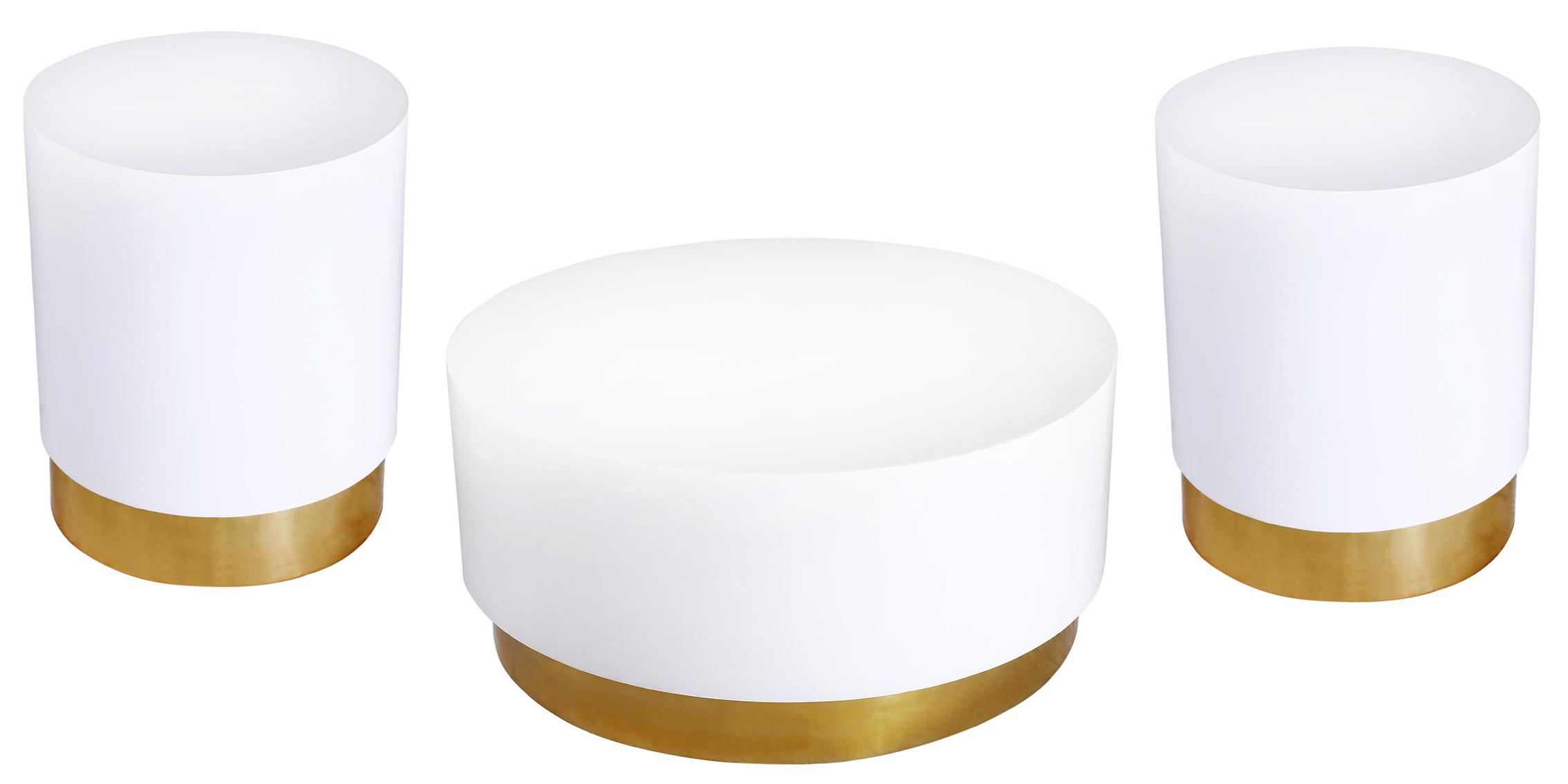 Contemporary Coffee Table Set DECO 215-C-Set-3 215-C-Set-3 in White, Gold 