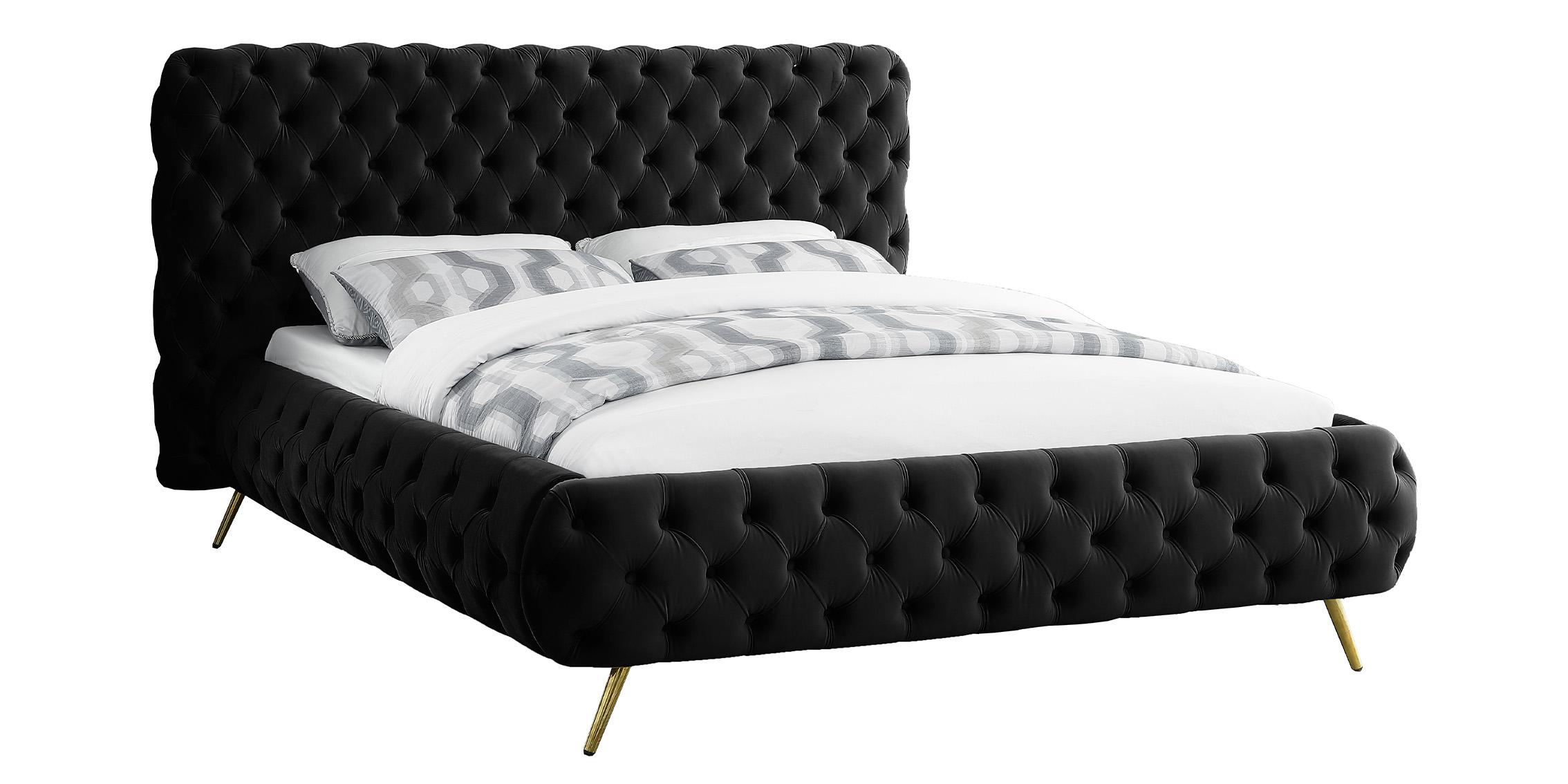 Contemporary, Modern Platform Bed DELANO DelanoBlack-Q DelanoBlack-Q in Black Velvet