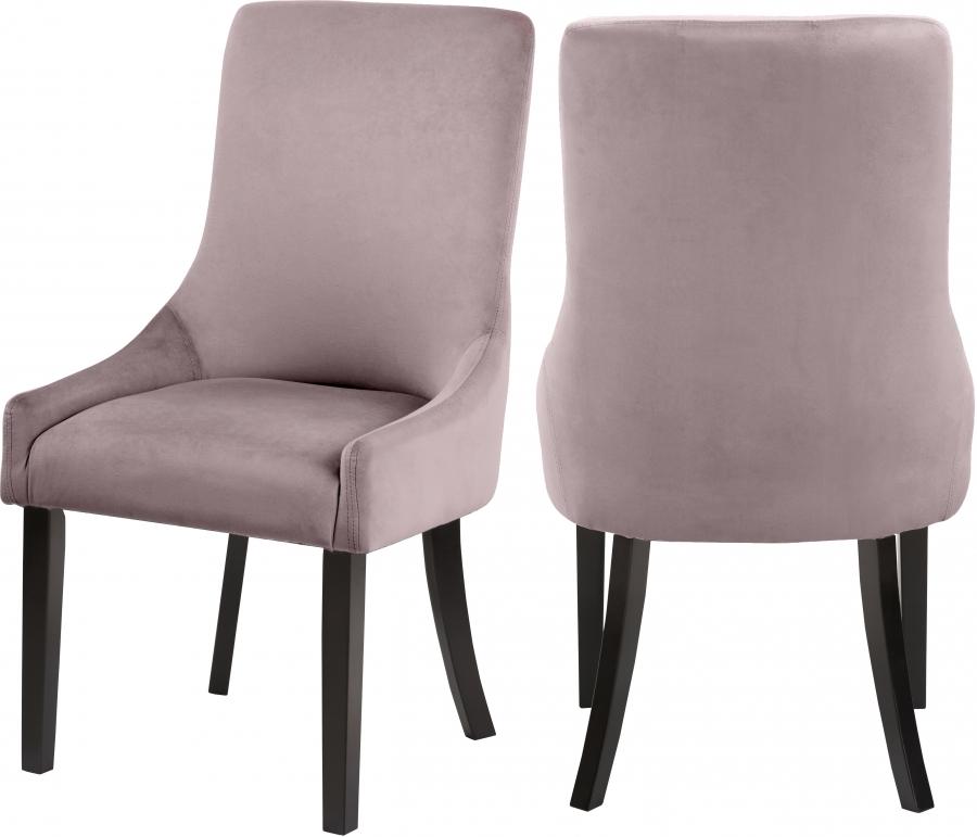 Traditional Dining Side Chair Demi 723Pink-C-Set-2 in Pink Velvet