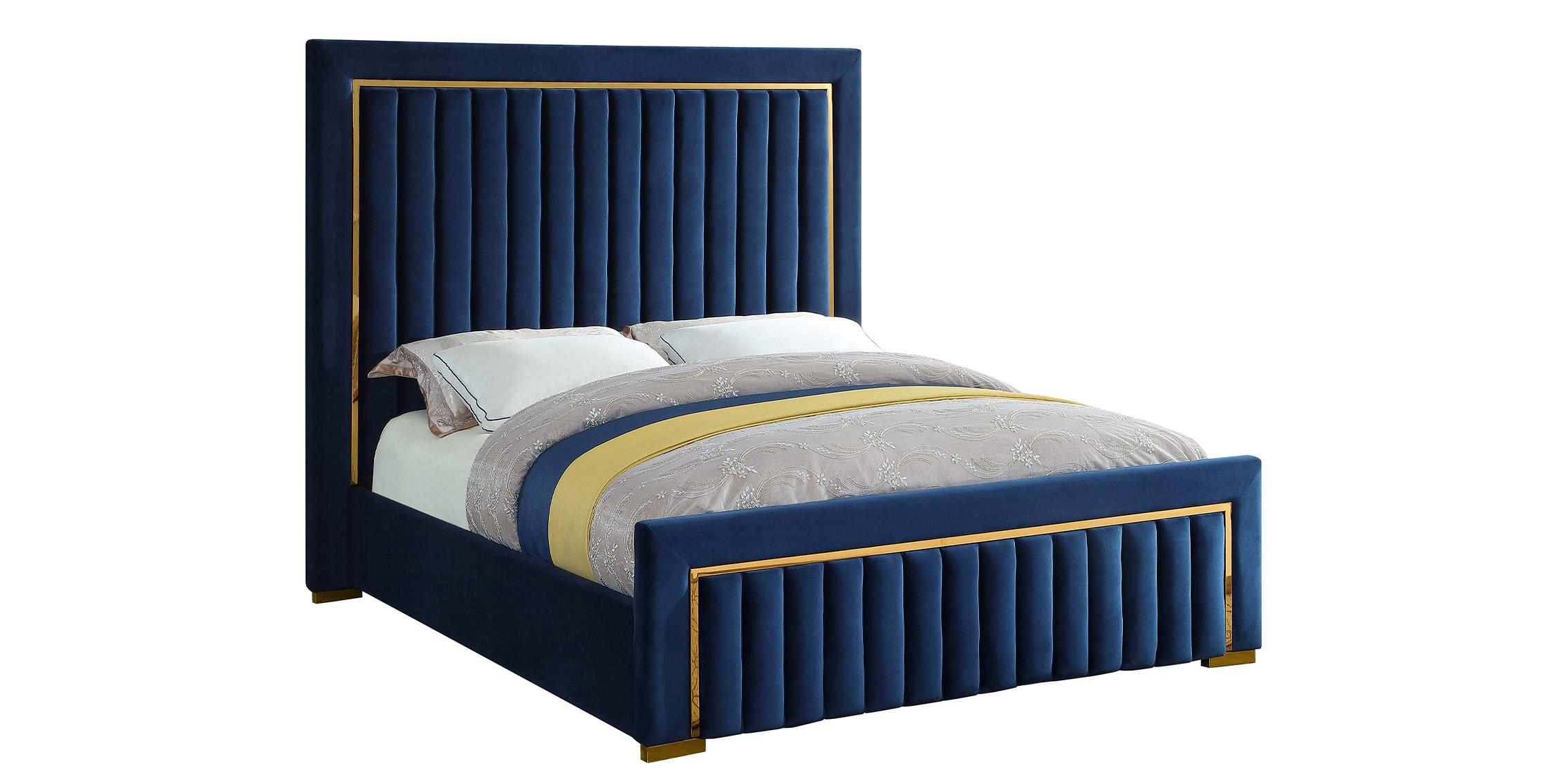 

    
Luxurious Navy Velvet & Gold Metal King Bed DOLCE Meridian Contemporary
