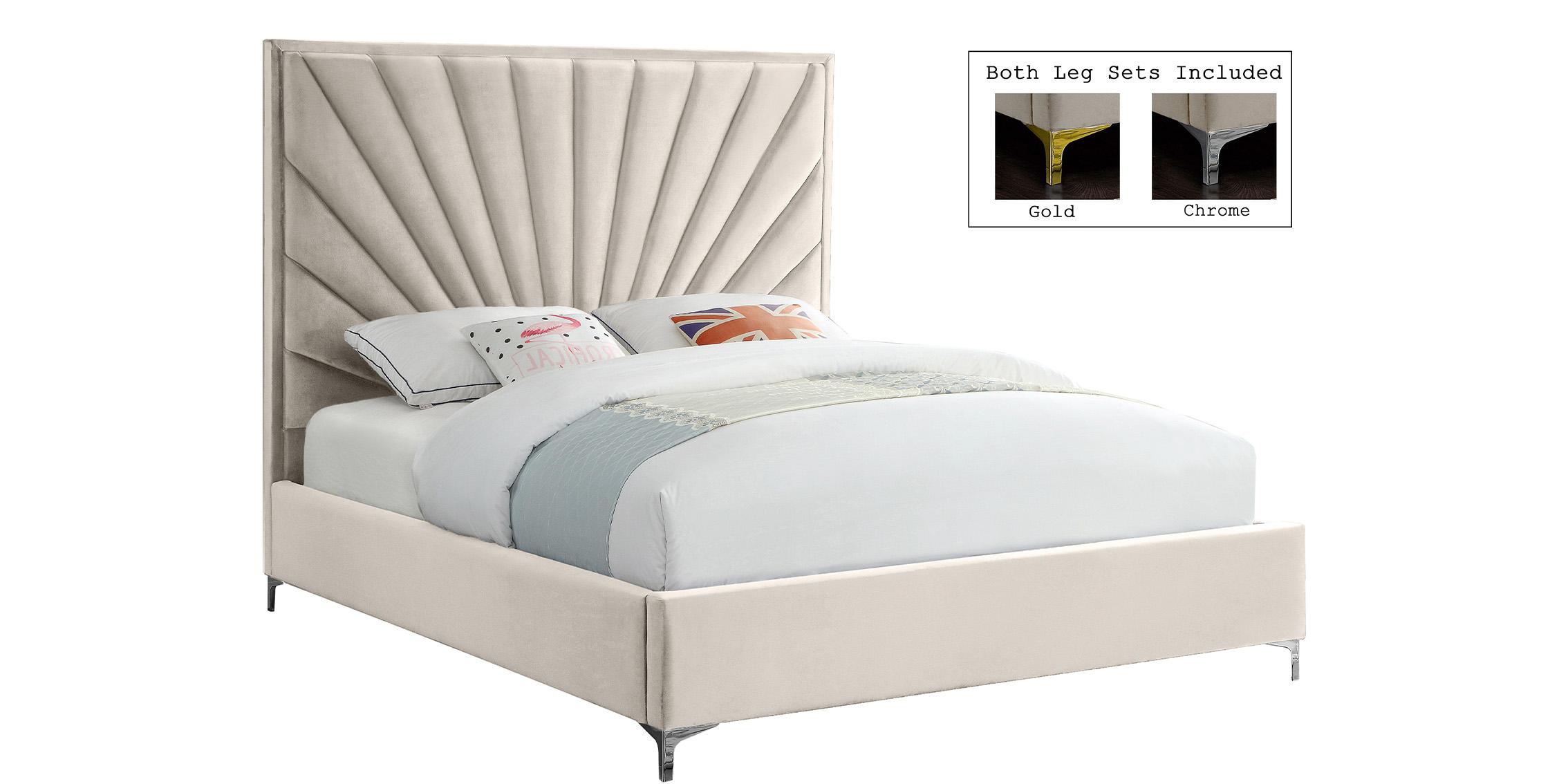 

    
Luxurious Cream Velvet Tufted Queen Bed ECLIPSE Meridian Contemporary Modern
