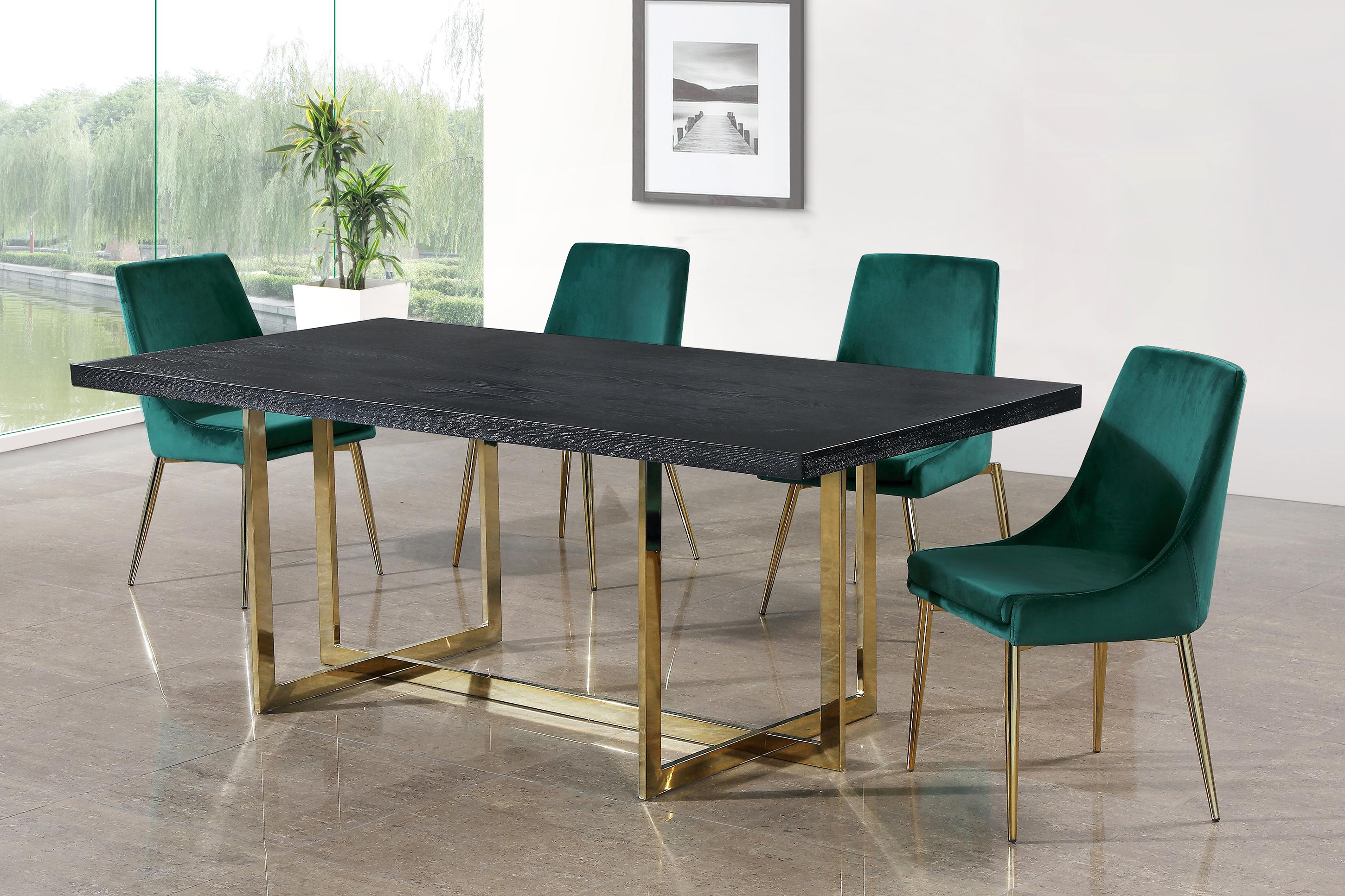 Contemporary, Modern Dining Table Set 739-T-783Green-C 739-T-783Green-C-Set-7 in Green Velvet