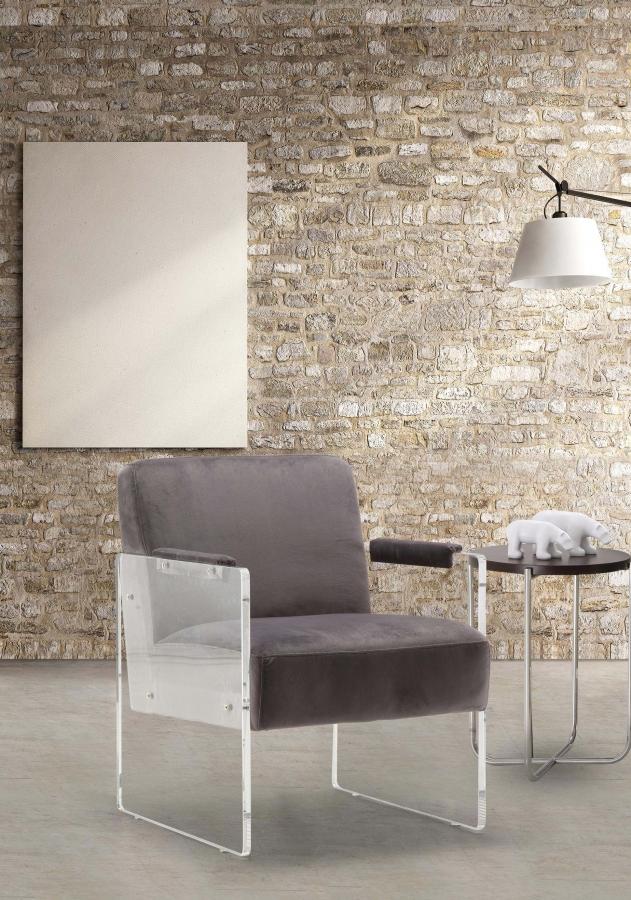 

    
Meridian Furniture Eva Modern Grey Velvet Acrylic Arms Accent Chair
