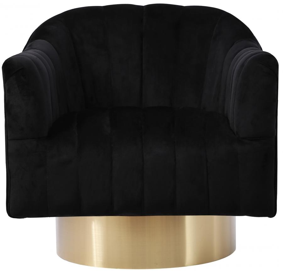 

    
Black Velvet & Gold Base Swivel Chair Farrah 520Black Meridian Contemporary

