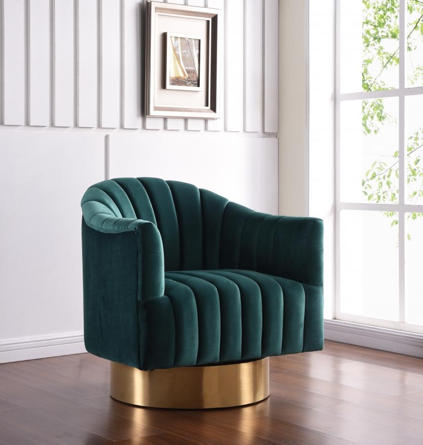 

    
Green Velvet & Gold Base Swivel Chair Set 2Pcs Farrah 520Green Meridian Modern

