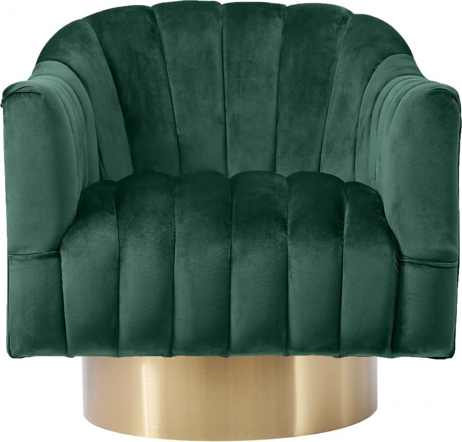 

    
Green Velvet & Gold Base Swivel Chair Farrah 520Green Meridian Contemporary
