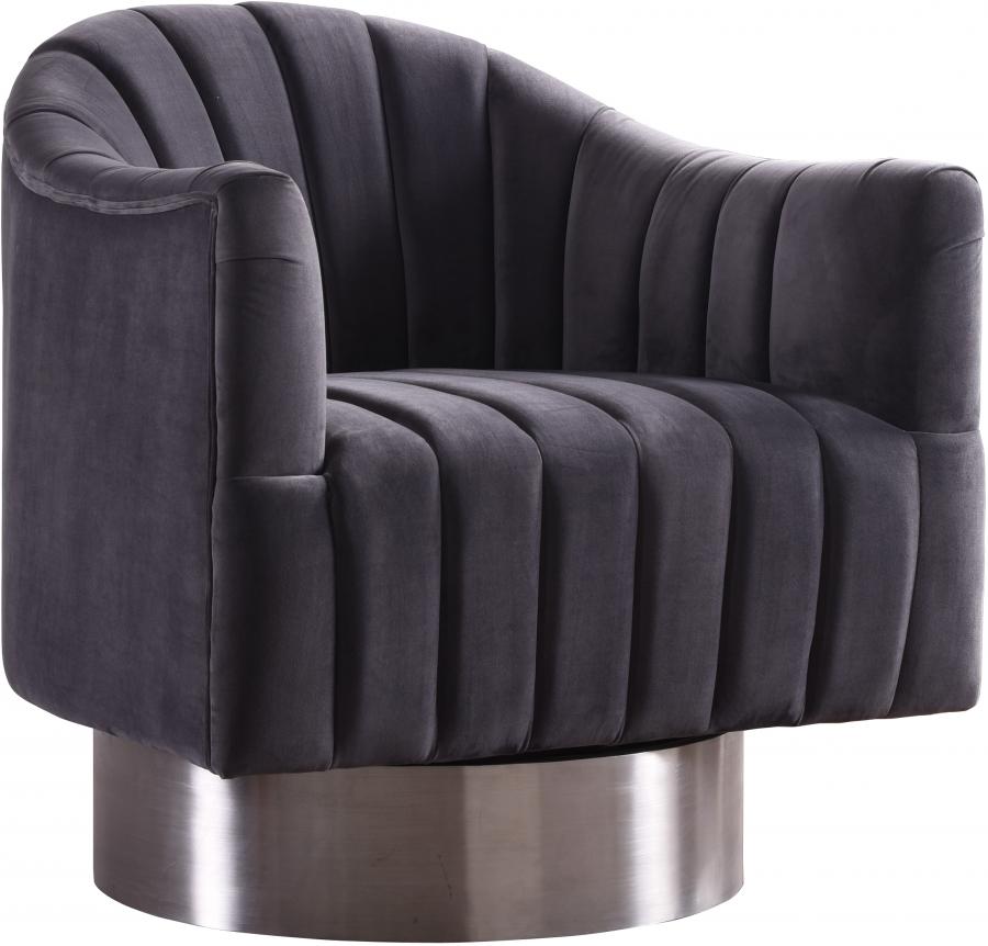 Contemporary Accent Chair Farrah 519Grey 519Grey in Gray Velvet