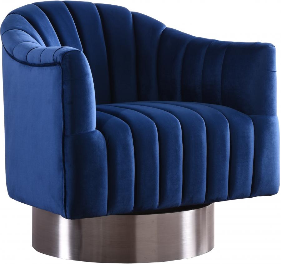 Contemporary Accent Chair Farrah 519Navy 519Navy in Navy blue Velvet